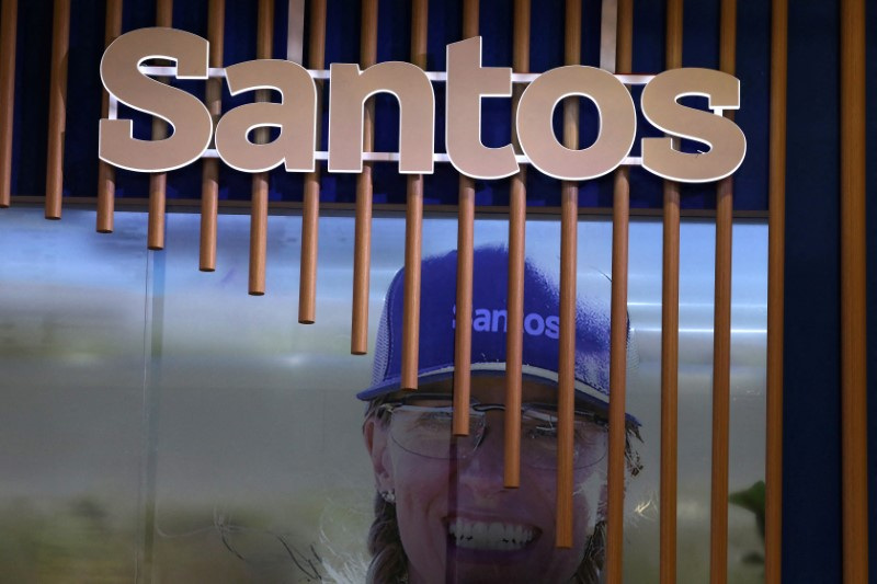 The logo of Australian oil and gas exploration and production company Santos
