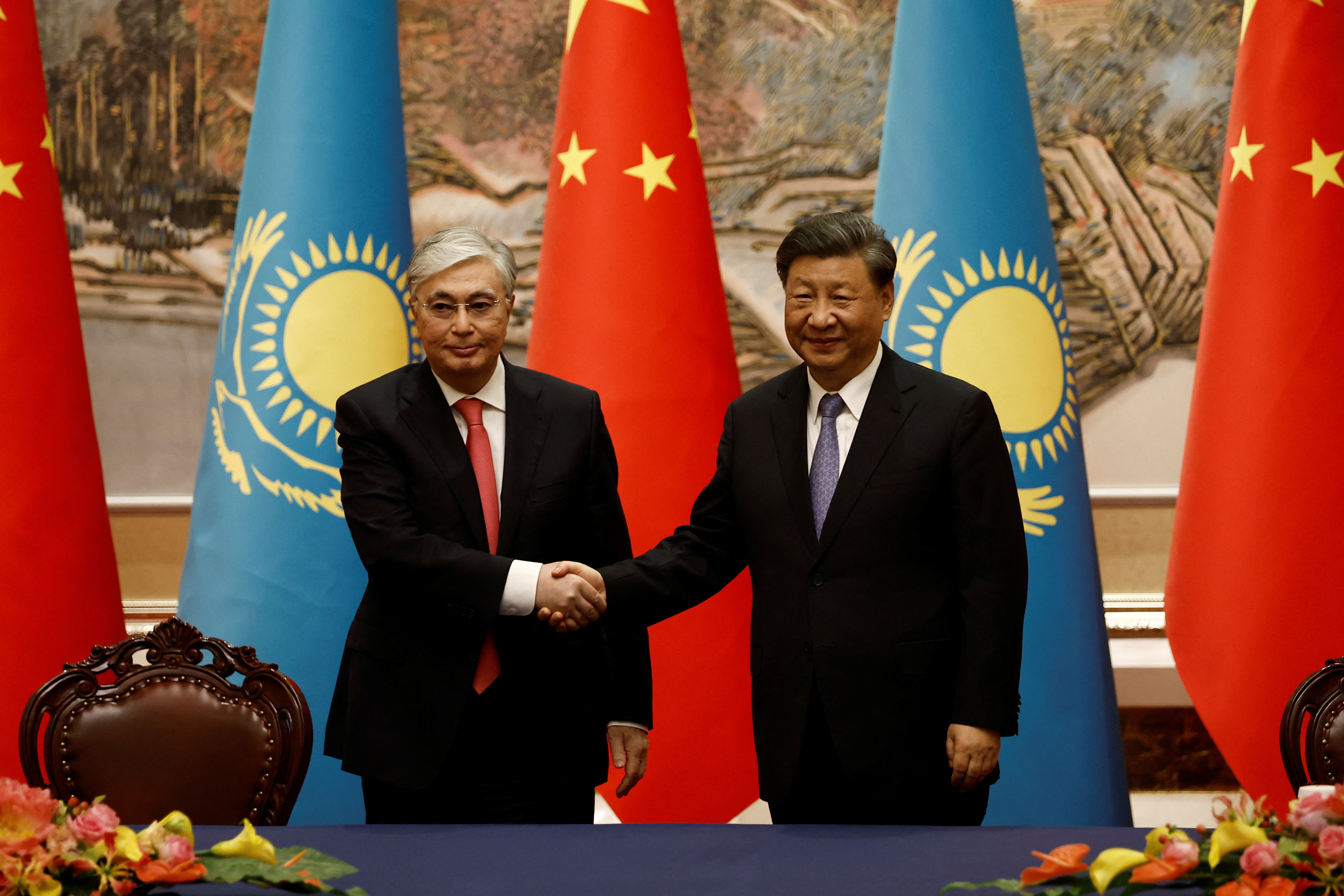 Chinese President Xi Jinping meets Kazakhstan's President Kassym-Jomart Tokayev in Xian