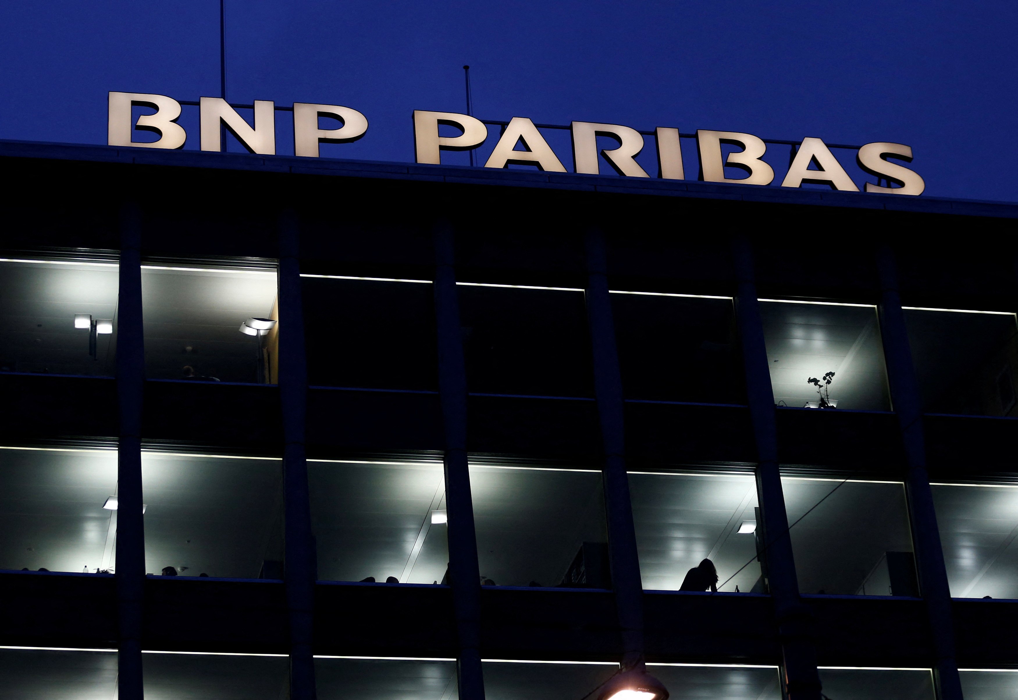 A BNP Paribas sign is pictured on a building of the bank in Geneva
