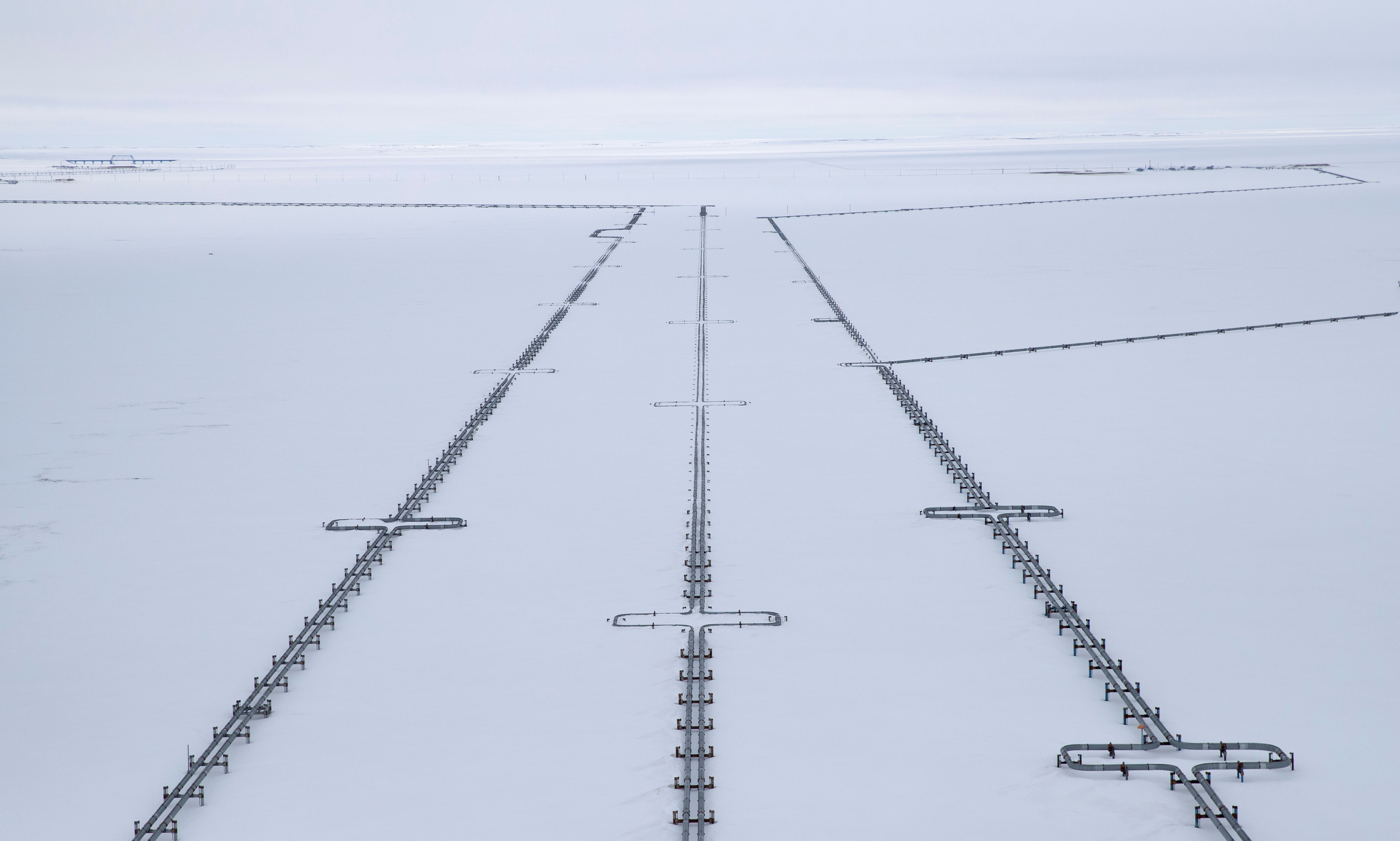 A view shows pipelines near Gazprom's gas processing facility at Bovanenkovo gas field