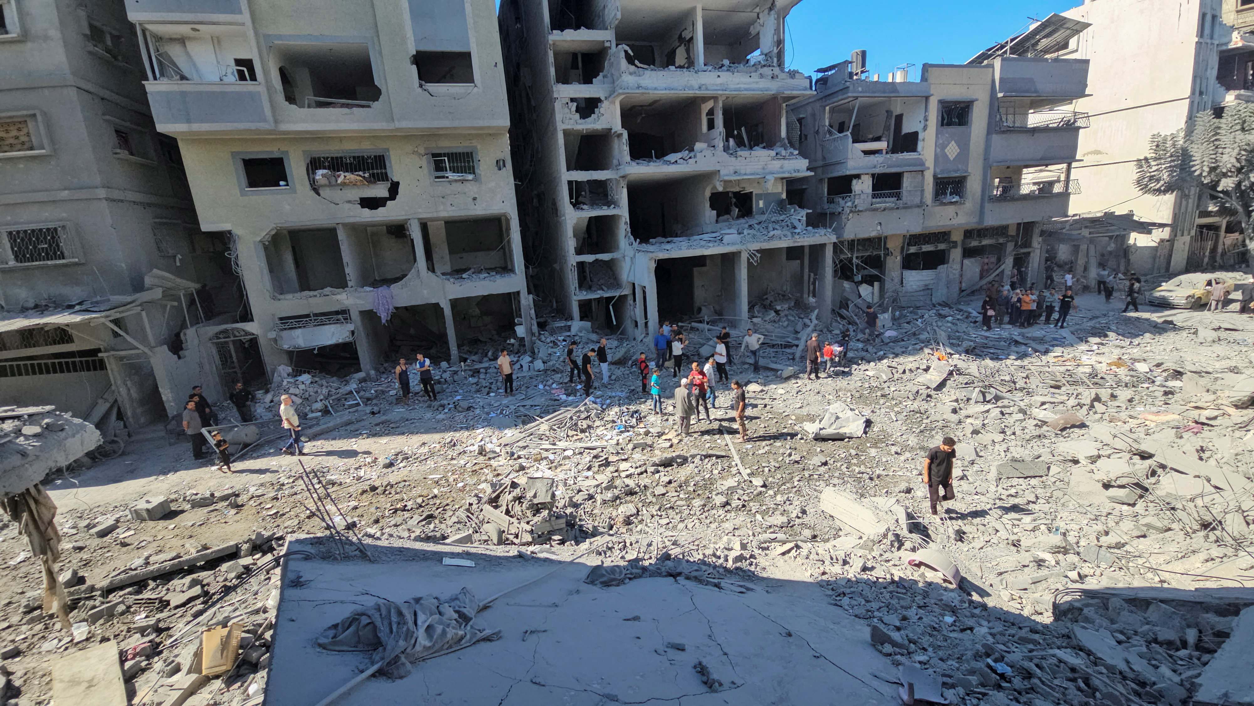 Aftermath of Israeli strikes on houses and residential buildings, in Beit Lahiya, in the northern Gaza Strip