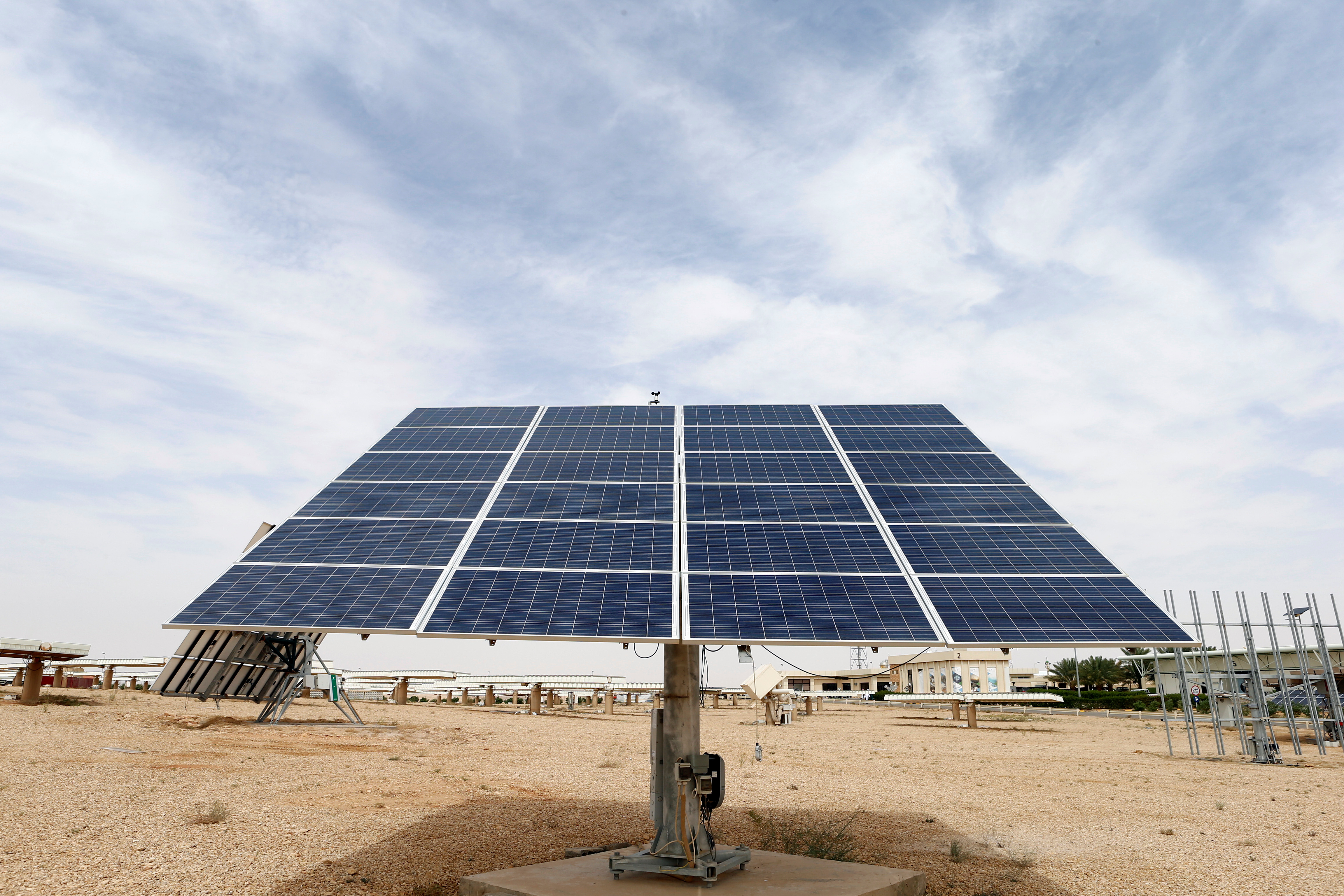 A solar plant is seen in Uyayna, north of Riyadh