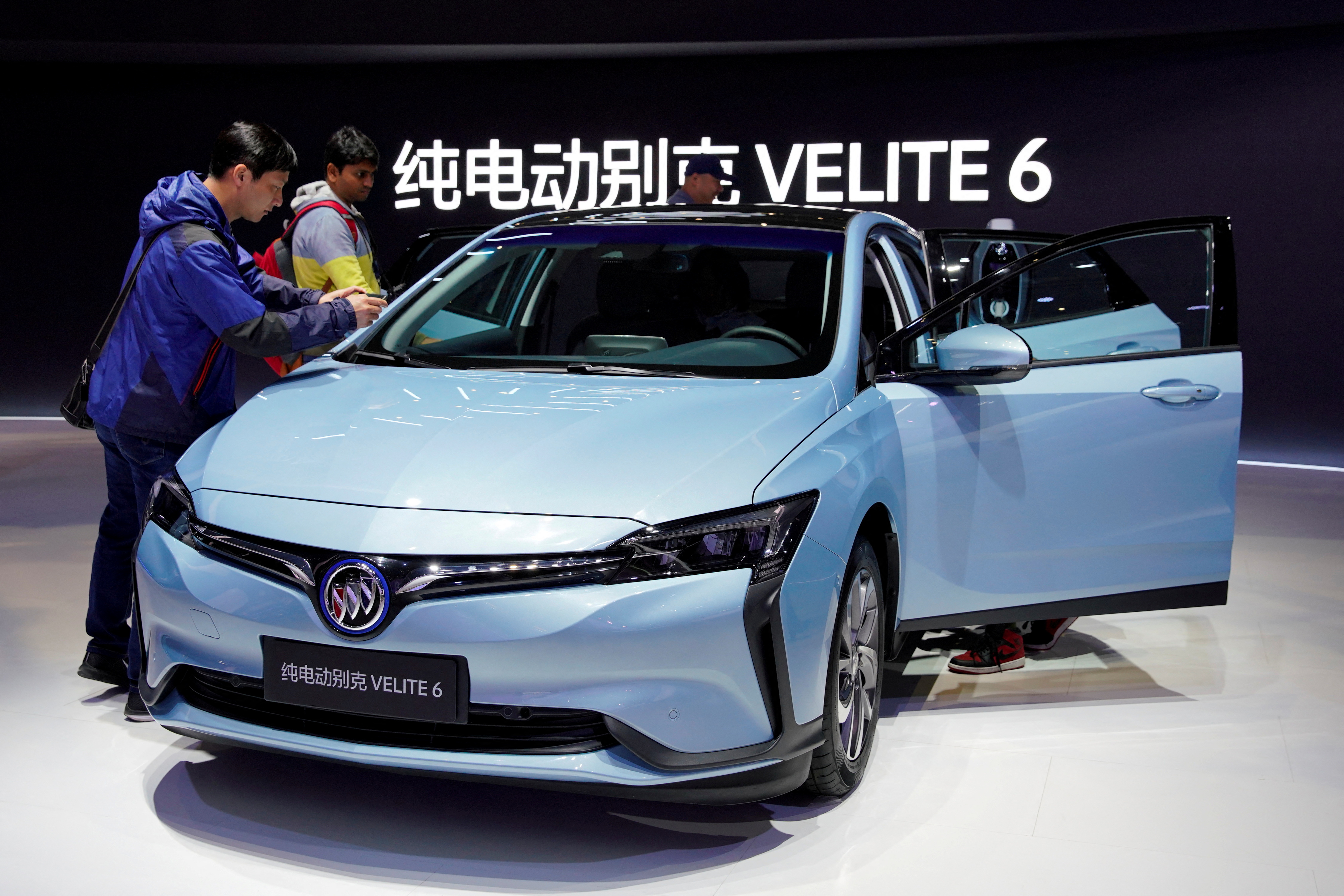 Buick's electric vehicle(EV) Velite 6 of GM is unveiled during the media day for Shanghai auto show