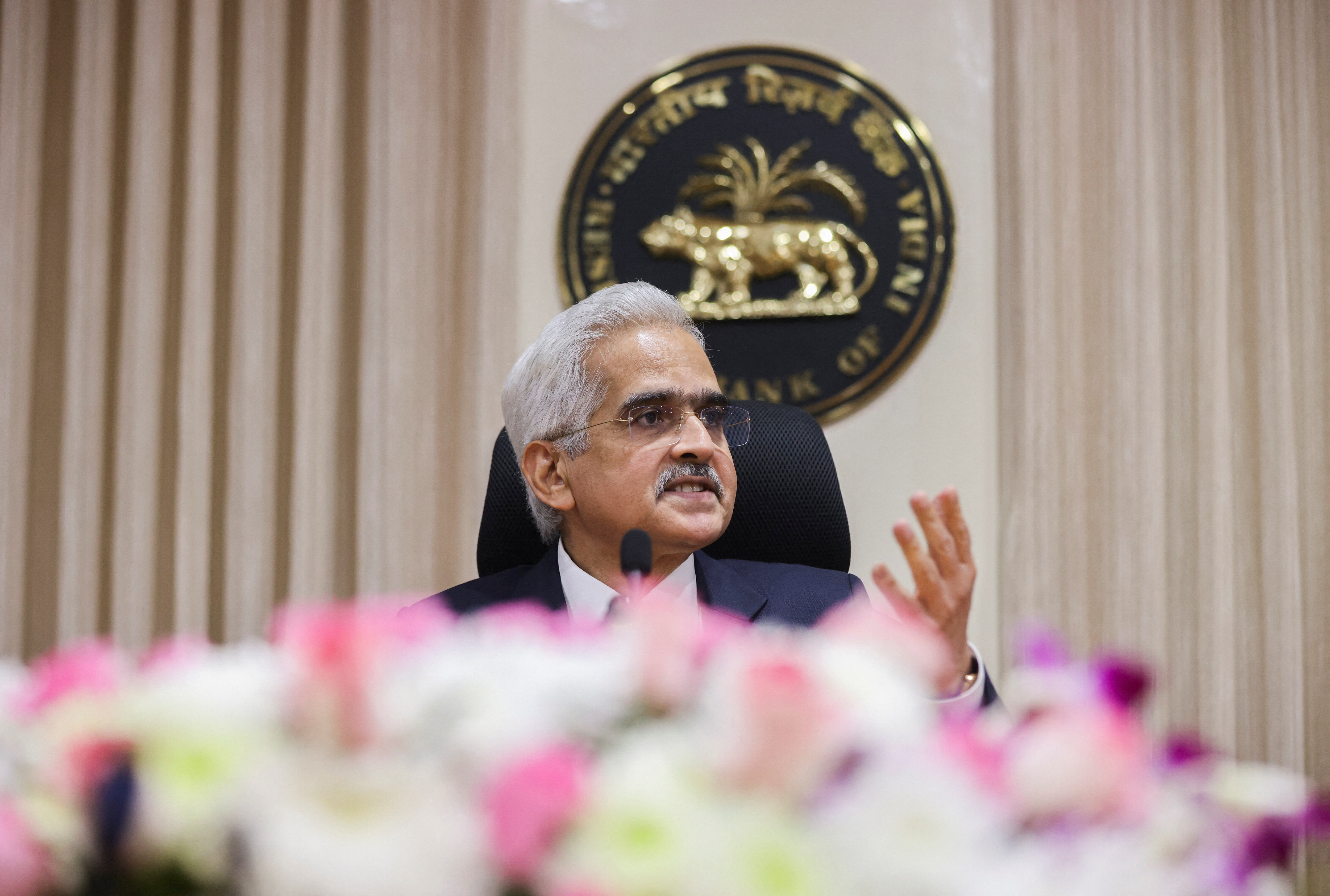 Reserve Bank of India (RBI) Governor Shaktikanta Das attends a news conference after a monetary policy review in Mumbai
