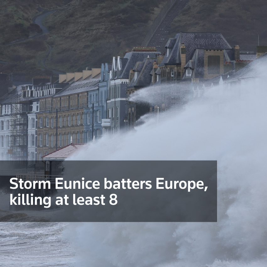 La tormenta Eunice azota Europa, matando al menos a 8 personas