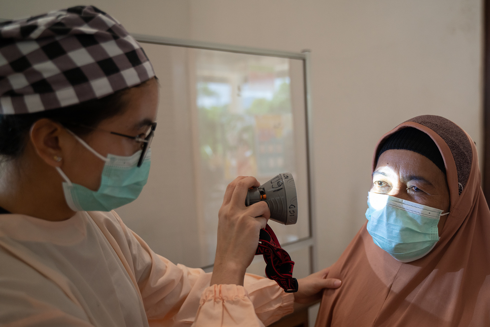 Optometry services are provided as a part of routine care at Alam Sehat Lestari (ASRI) Medical Center in Sukadana, West Kalimantan, Indonesia