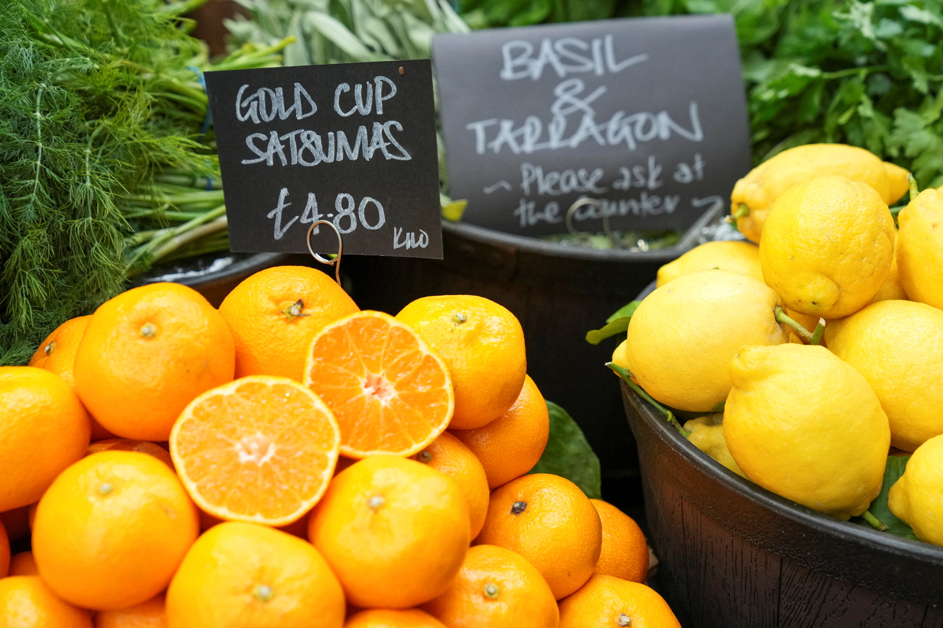 Prices of food at the Borough Market in London