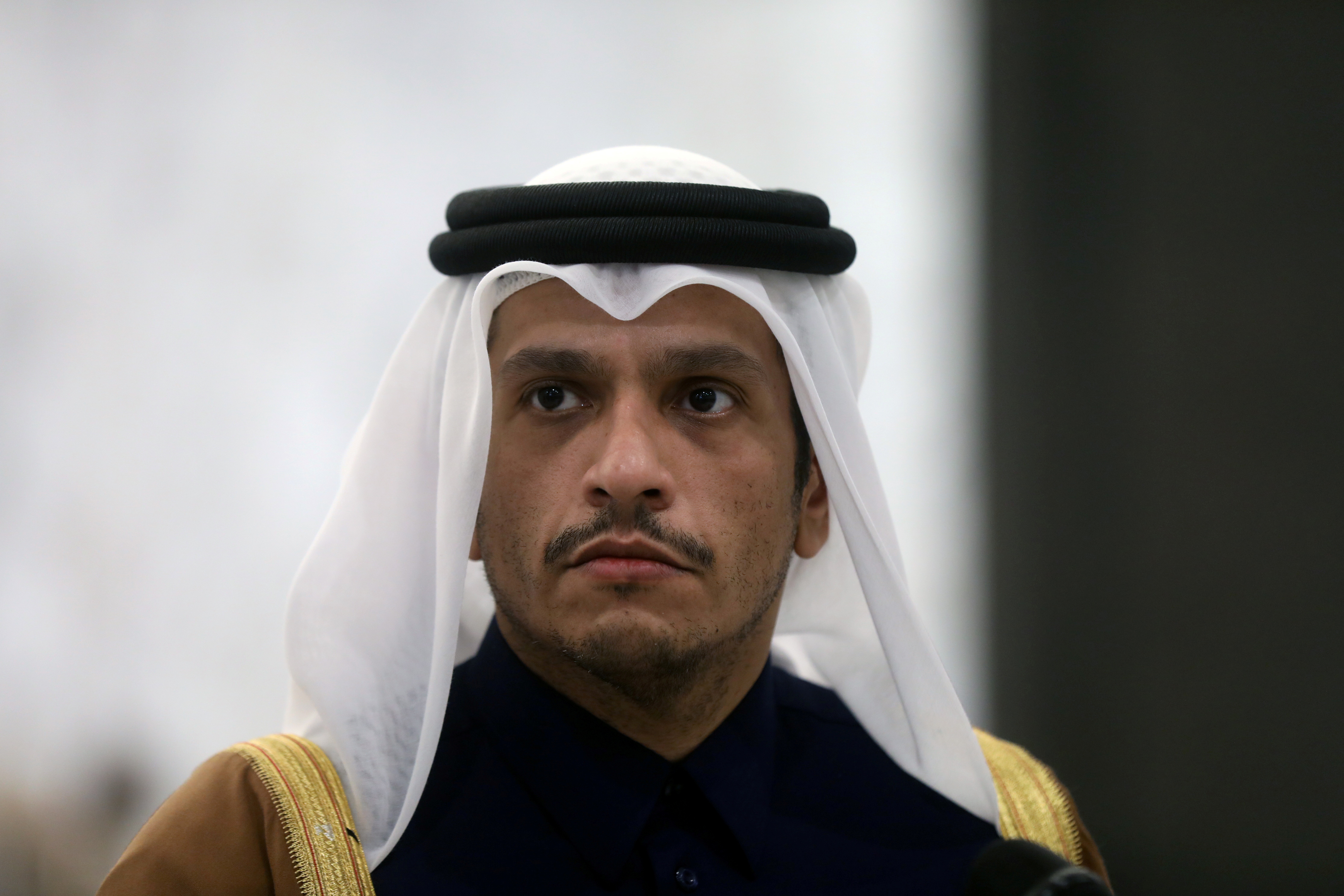 Qatari foreign minister Sheikh Mohammed bin Abdulrahman Al-Thani, is pictured at the presidential palace in Baabda, Lebanon February 9, 2021. REUTERS/Mohamed Azakir/File Photo