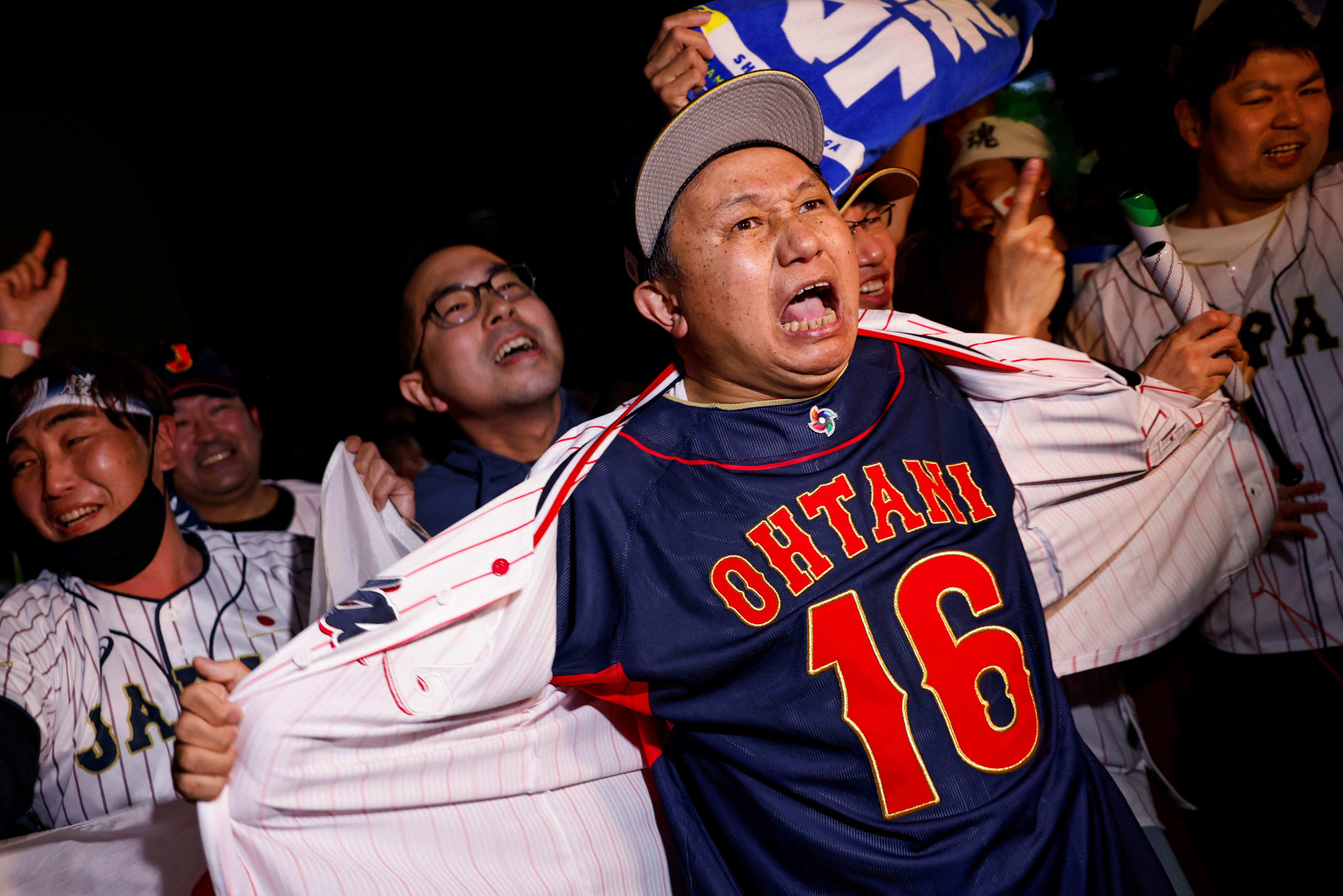 Reactions during the World Baseball Classic final game between U.S. and Japan in Tokyo