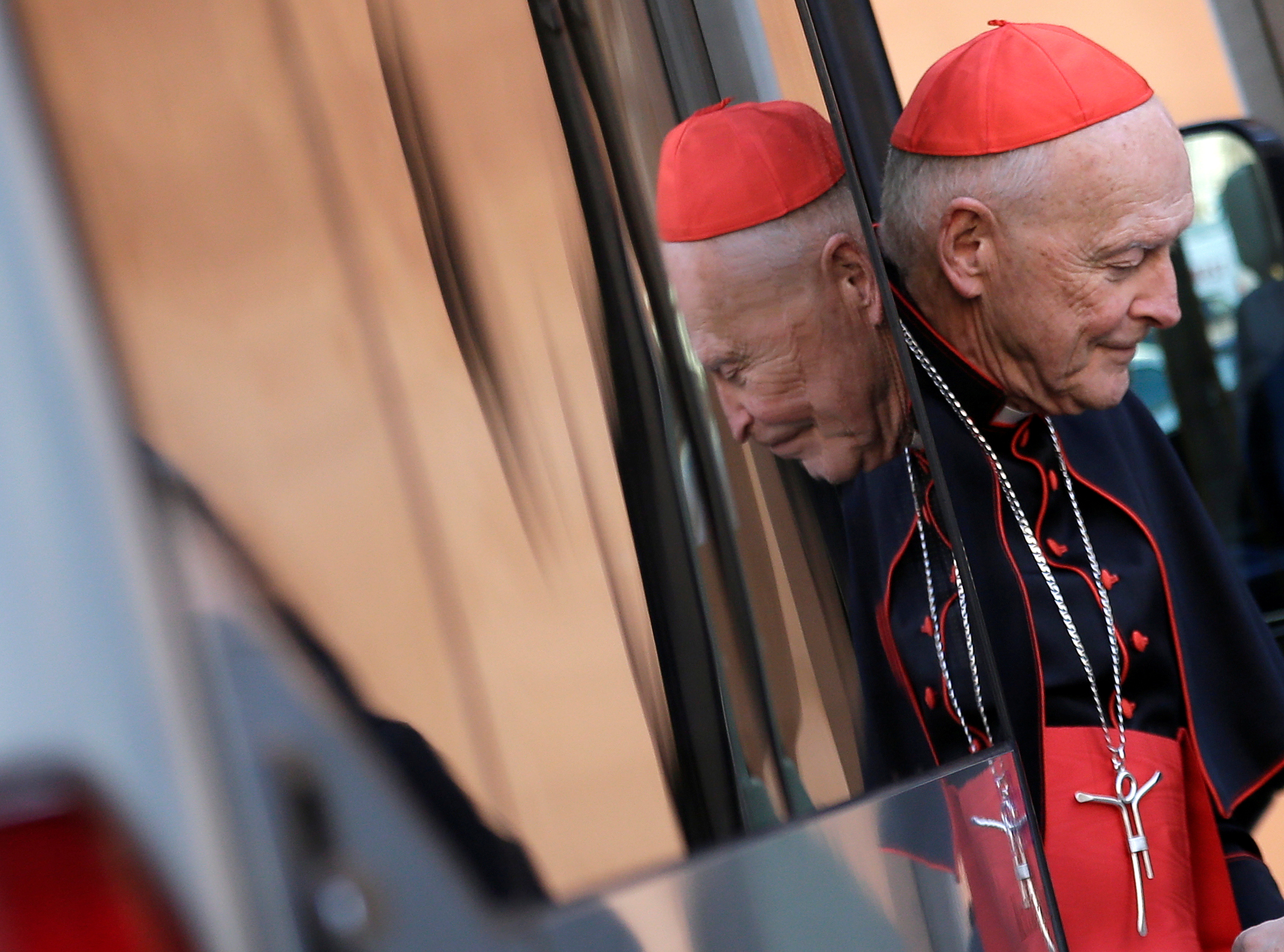 U.S. Cardinal McCarrick arrives for a meeting at the Synod Hall in the Vatican