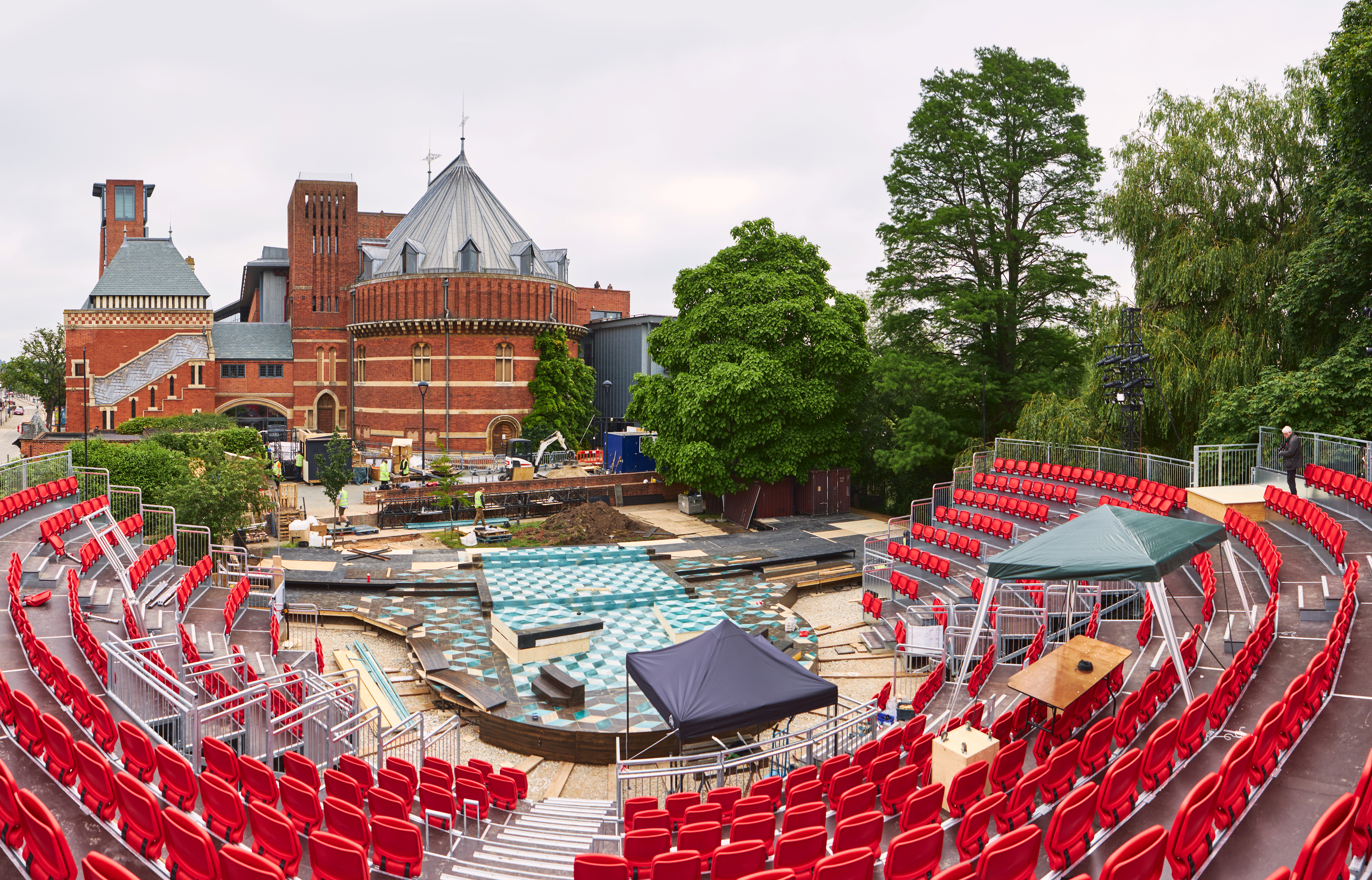 A view shows the construction site for Lydia and Manfred Gorvy Garden Theatre, as Britain's Royal Shakespeare Company prepares to launch their new garden theatre, in Stratford-upon-Avon, Britain June 30, 2021. Picture taken June 30, 2021. Courtesy Sam Allard/Fisher studios/RSC/Handout via REUTERS  THIS IMAGE HAS BEEN SUPPLIED BY A THIRD PARTY.NO RESALES. NO ARCHIVES. MANDATORY CREDIT.