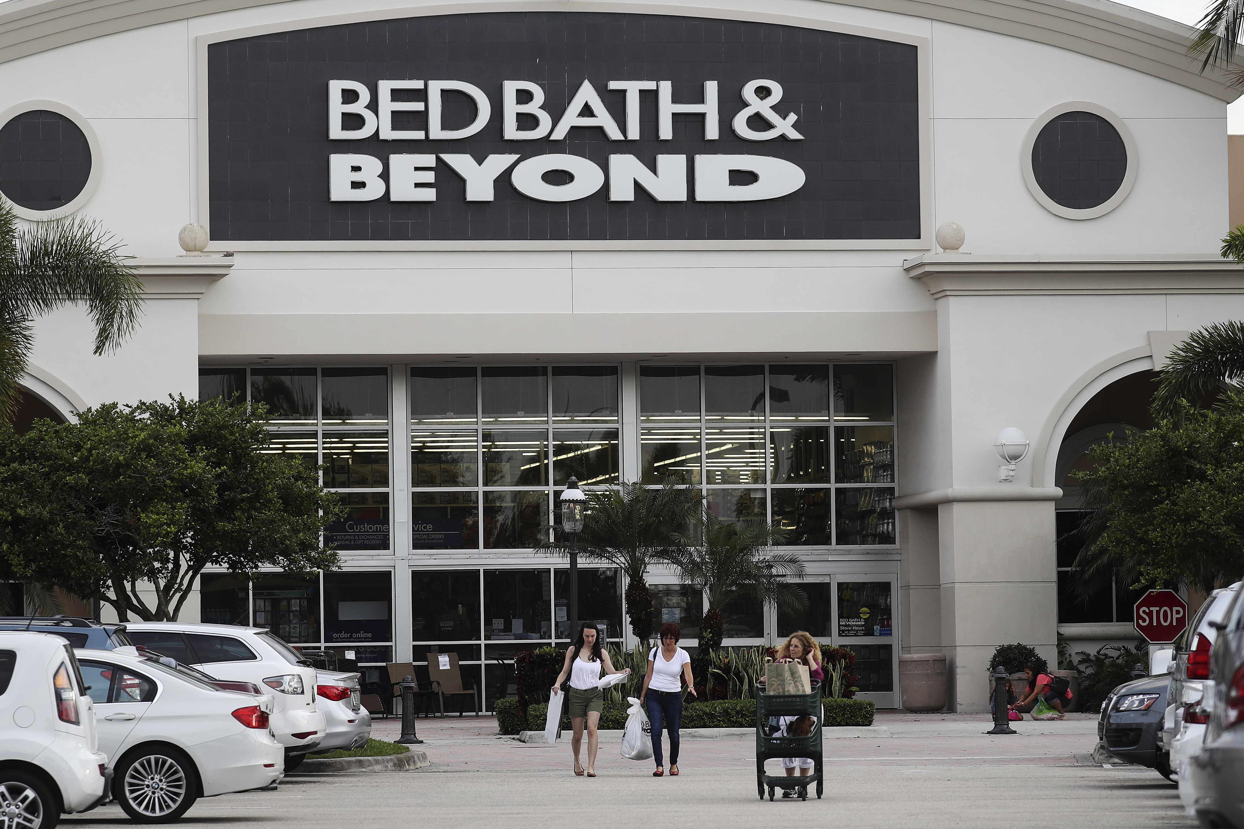 A Bed Bath & Beyond store logo is pictured on a building in Boca Raton, Florida