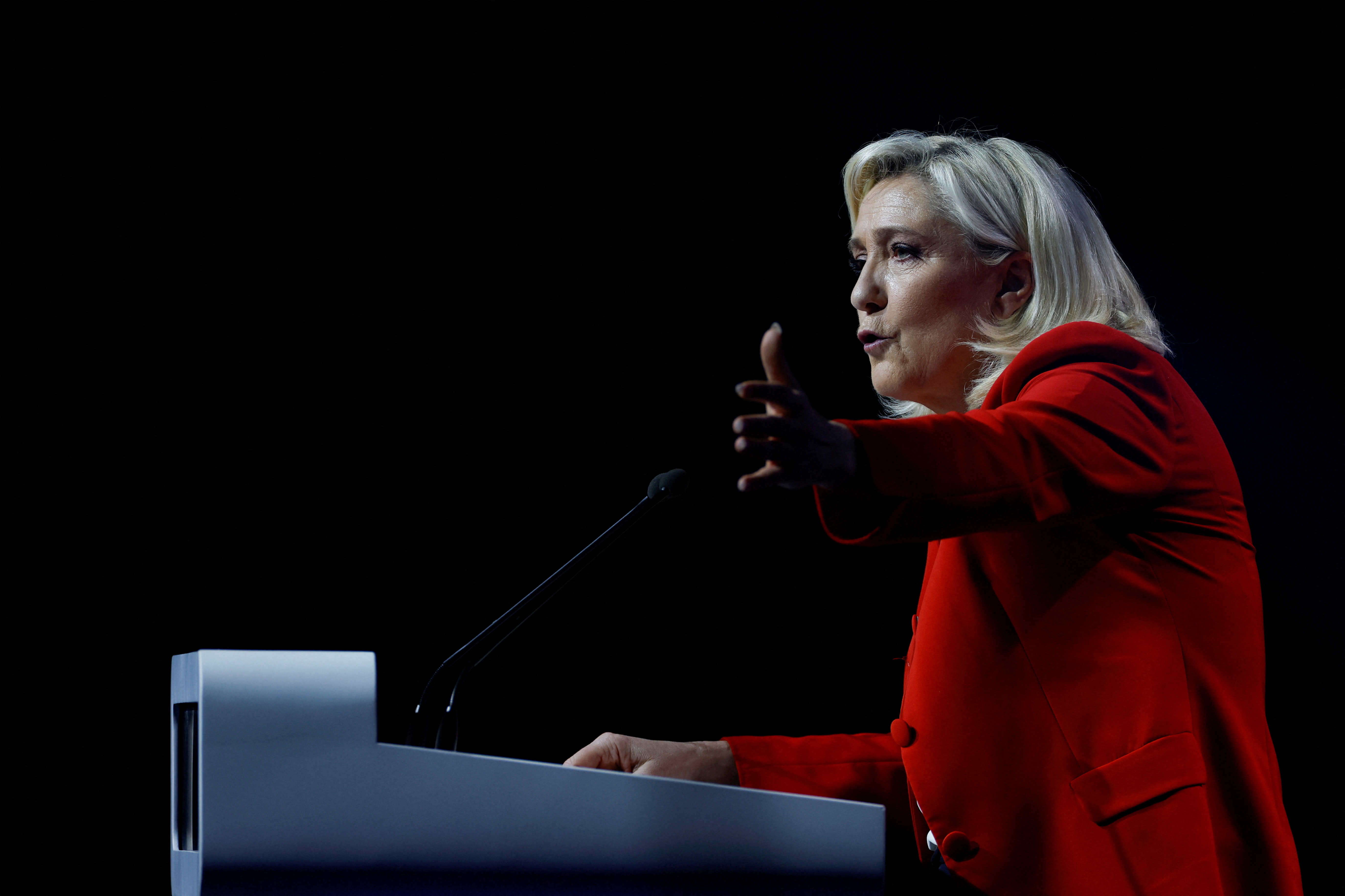 French far-right presidential candidate Le Pen campaigns in Avignon
