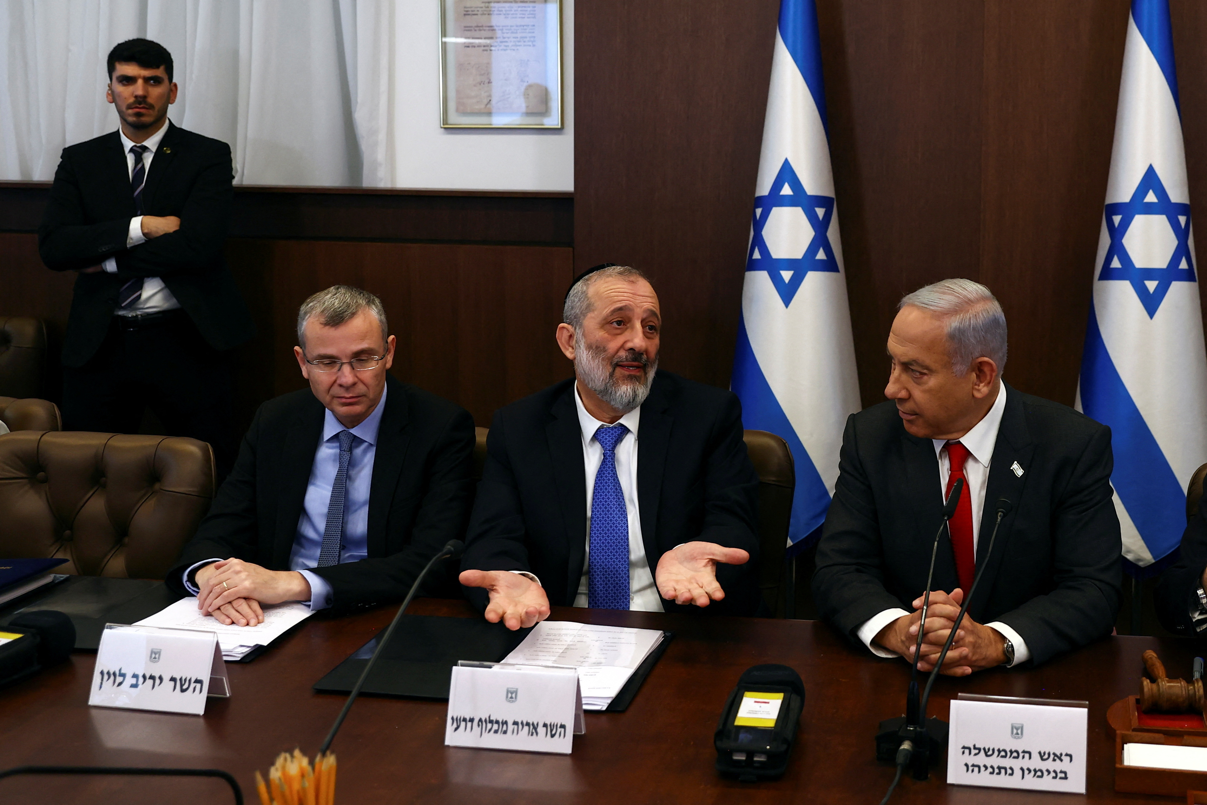 Weekly cabinet meeting at the Israeli Prime Minister's office in Jerusalem