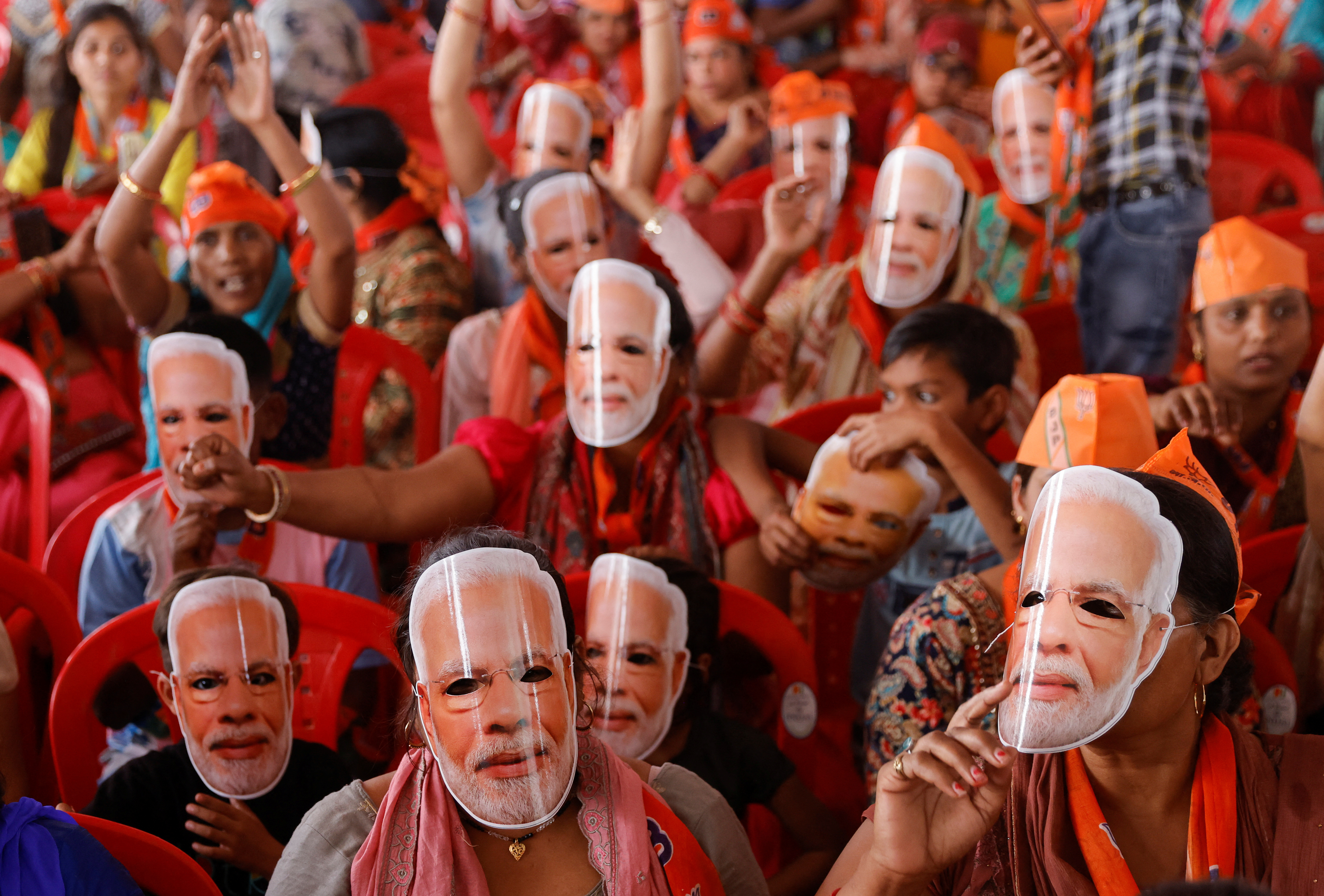 Indian PM Modi attends an election campaign rally, in Meerut
