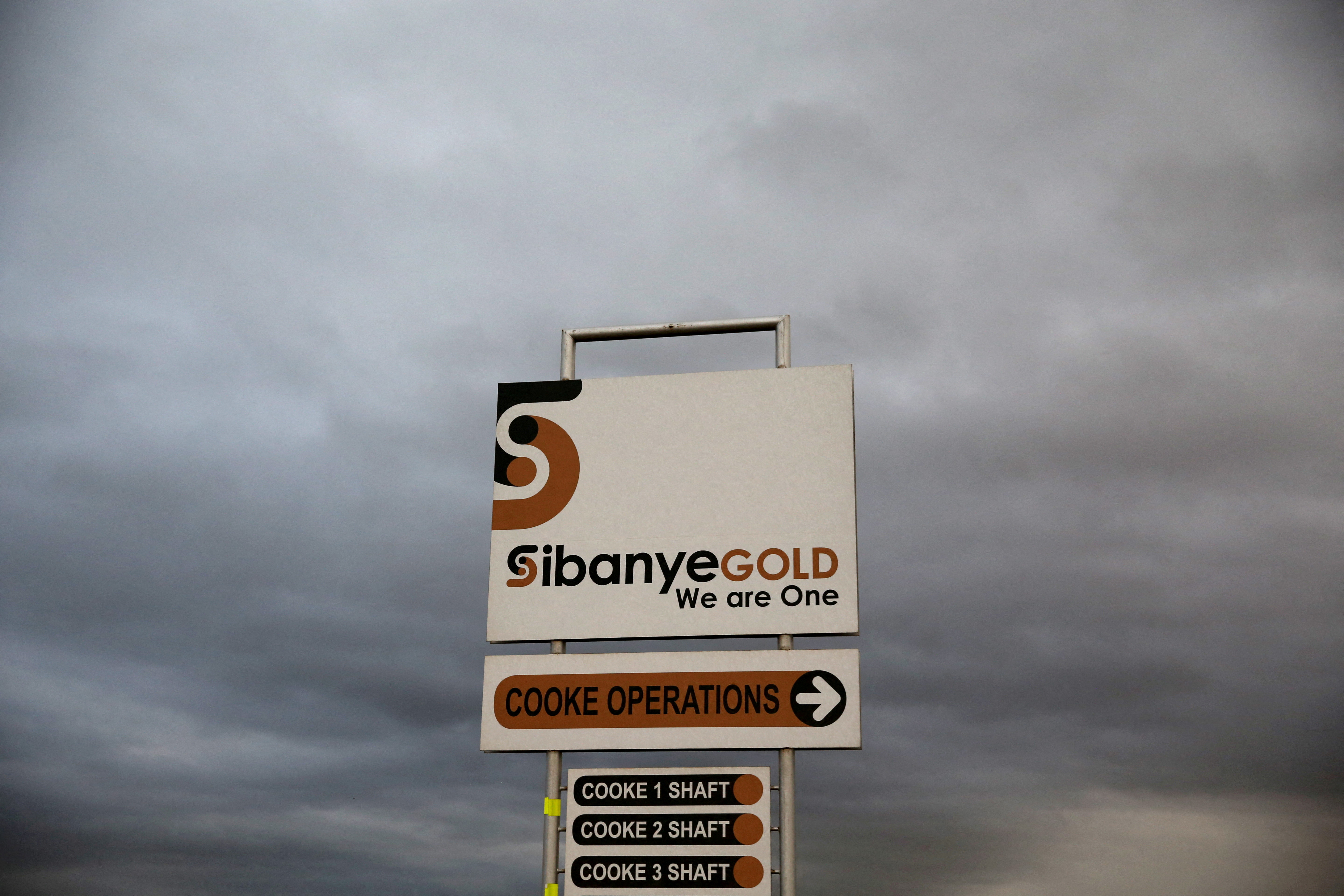 FILE PHOTO: A sign board is seen near the Sibanye gold mine in Westonaria