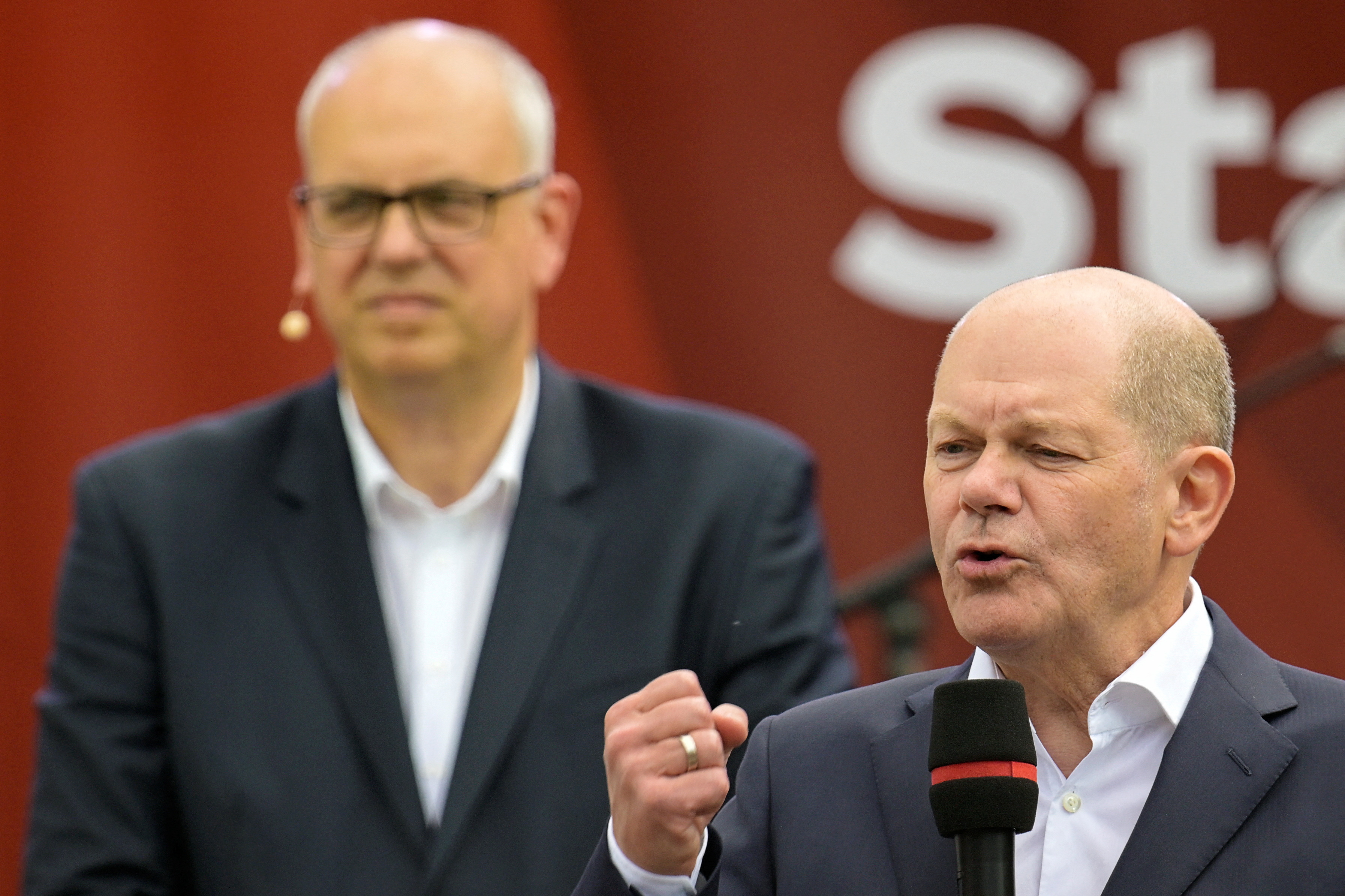 German Chancellor Olaf Scholz campaigns ahead of state elections in Bremen