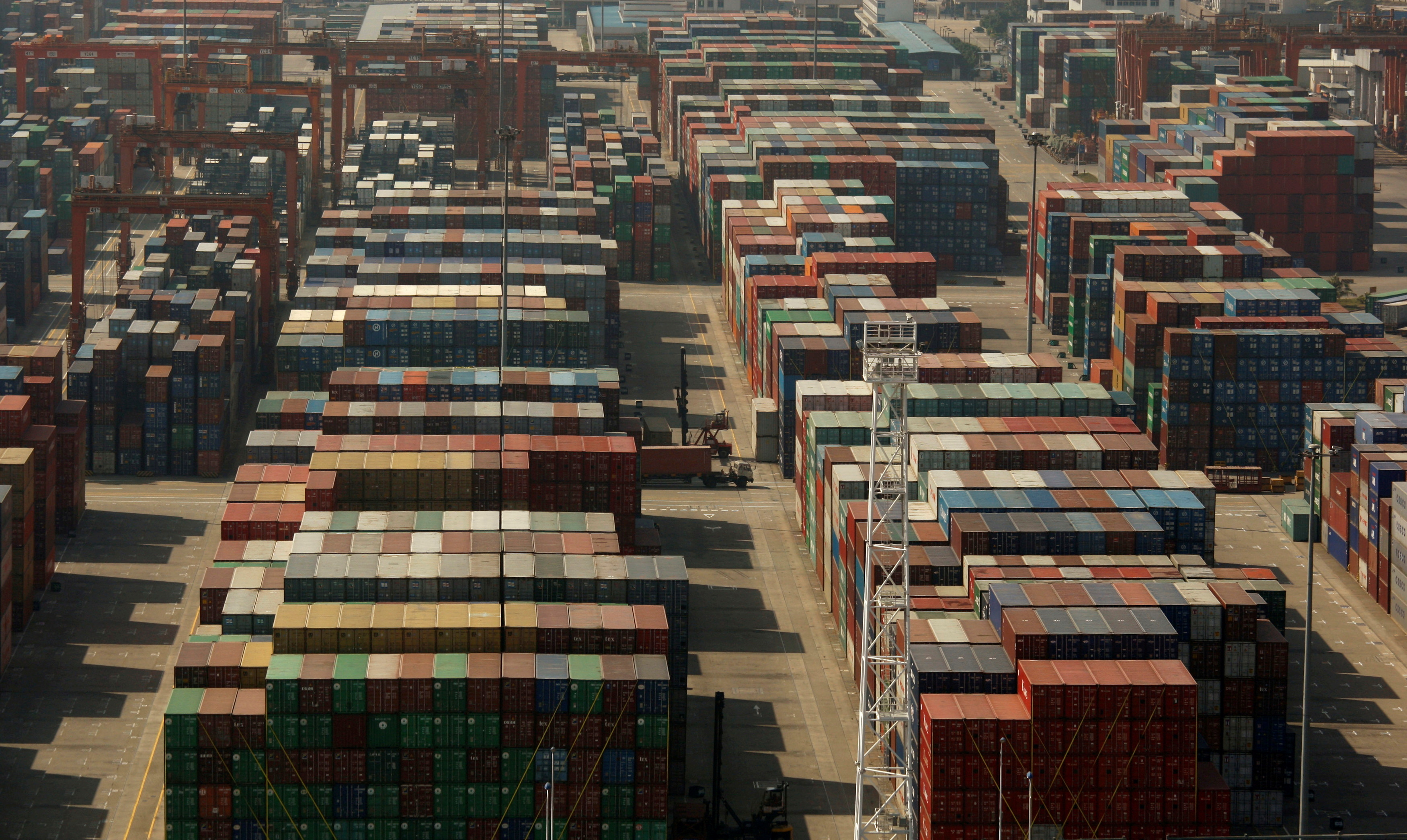 Containers are seen at the Yantian International Container Terminal in the southern Chinese city of Shenzhen