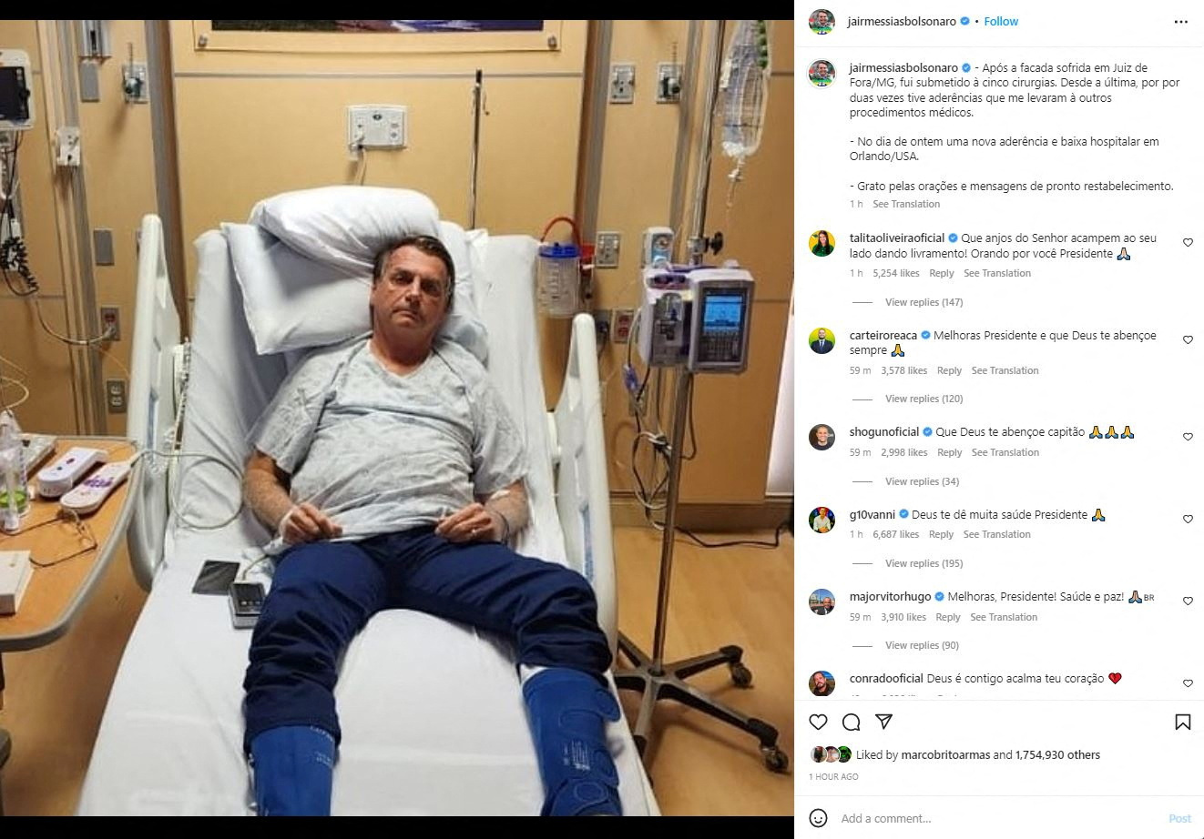 Brazil's Bolsonaro released from hospital in Florida, source says | Reuters