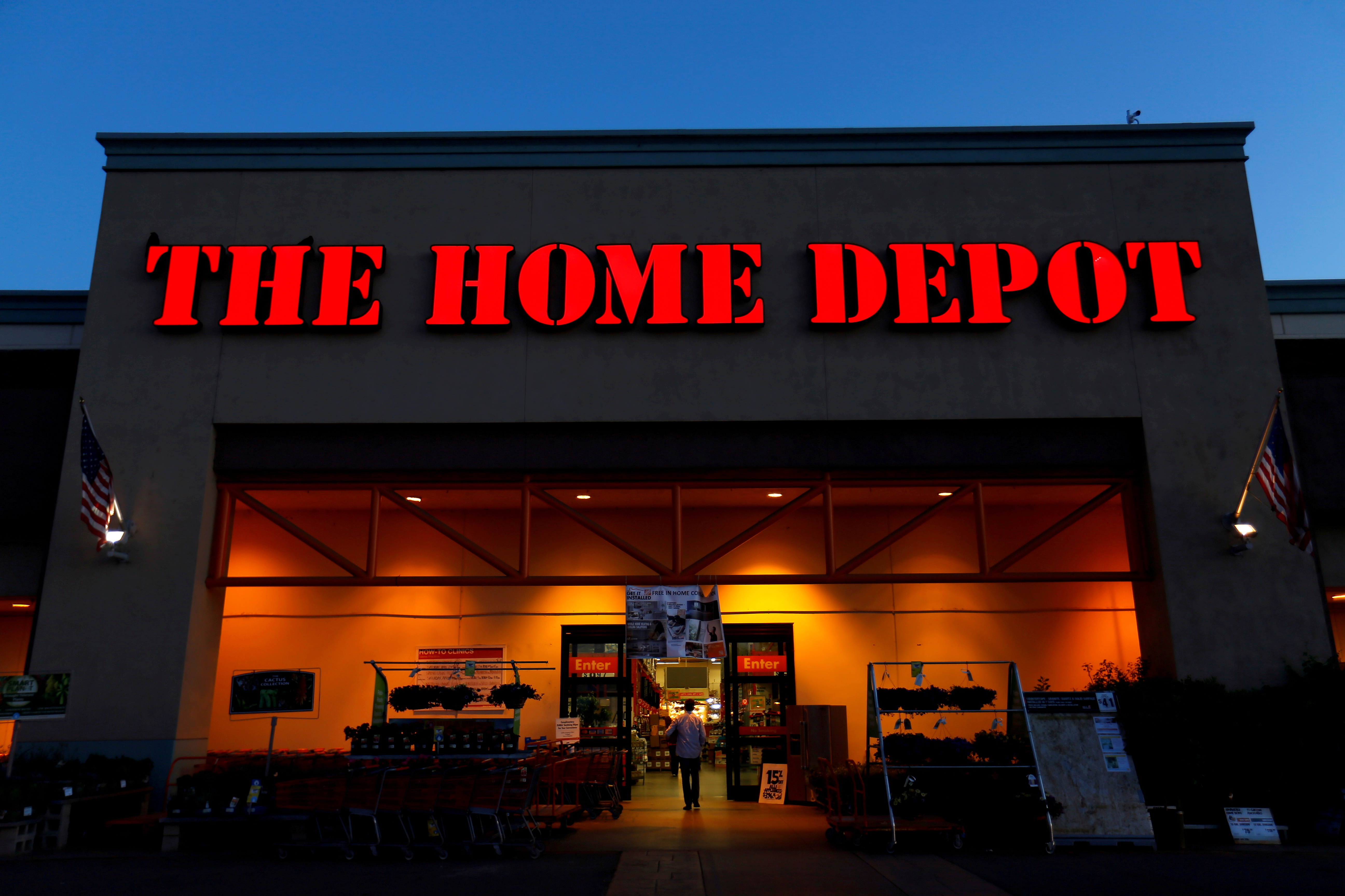 FILE PHOTO: The logo of Home Depot is seen in Encinitas