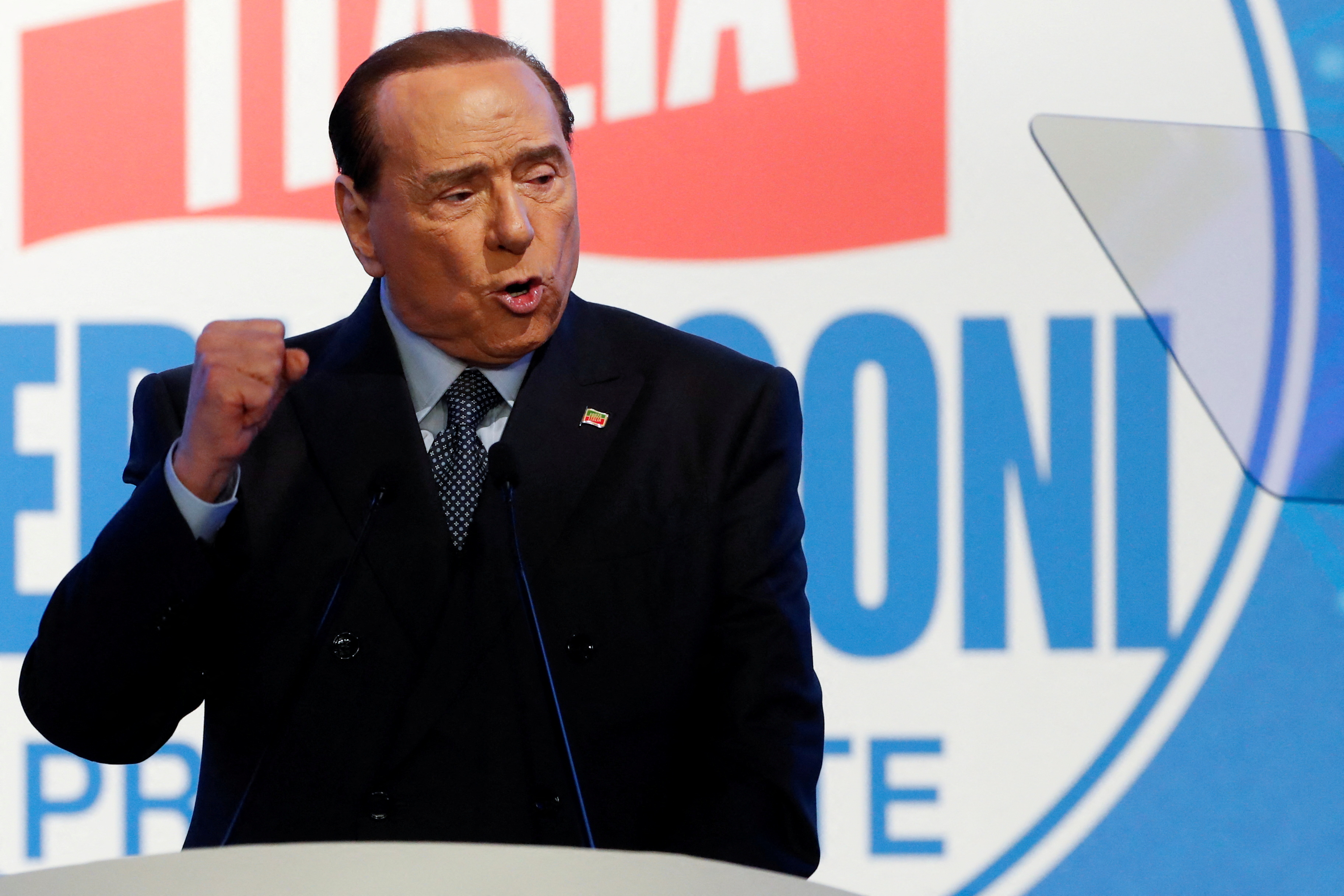 Former Italian PM Berlusconi attends a rally in Rome