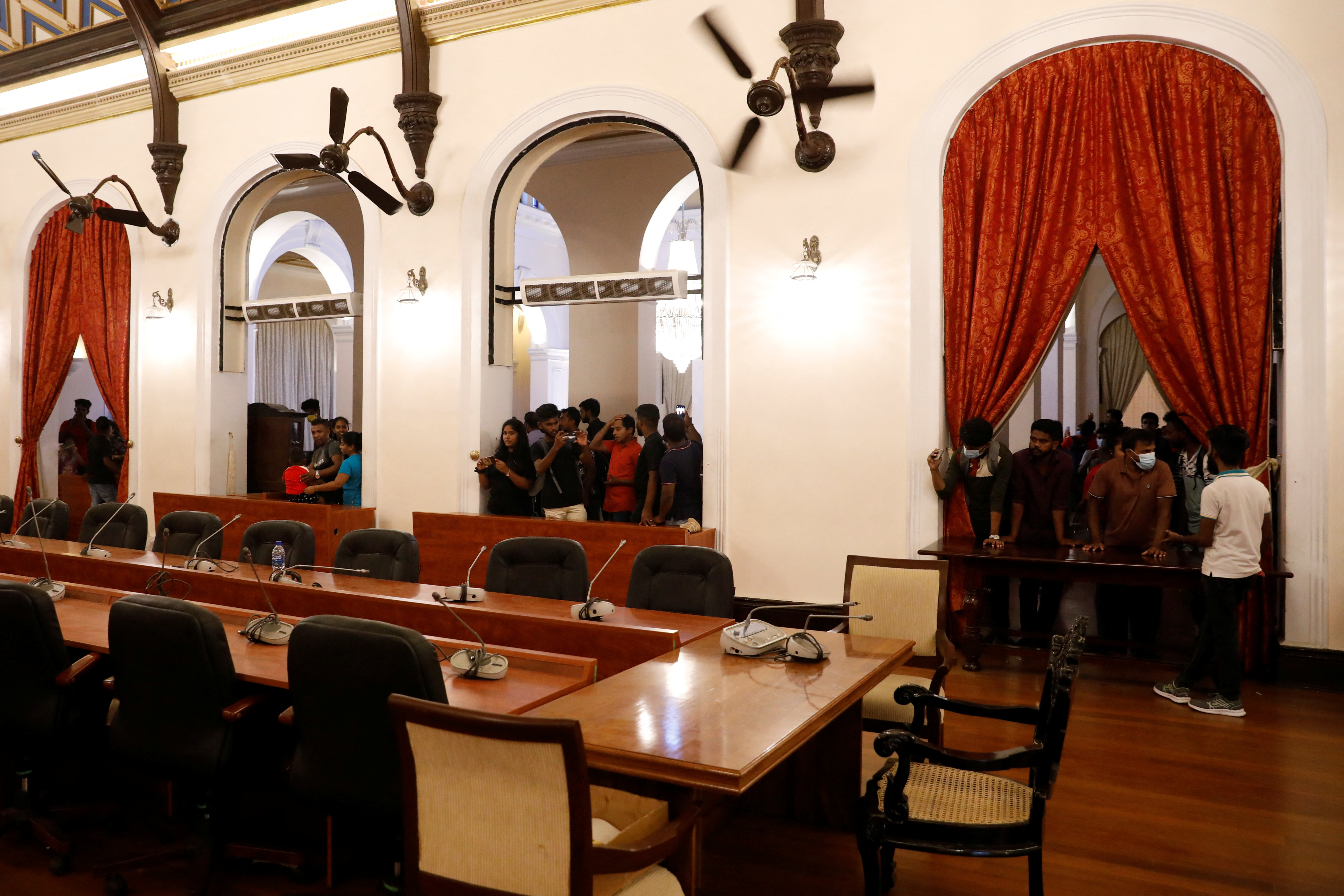 People visit the President's house in Colombo