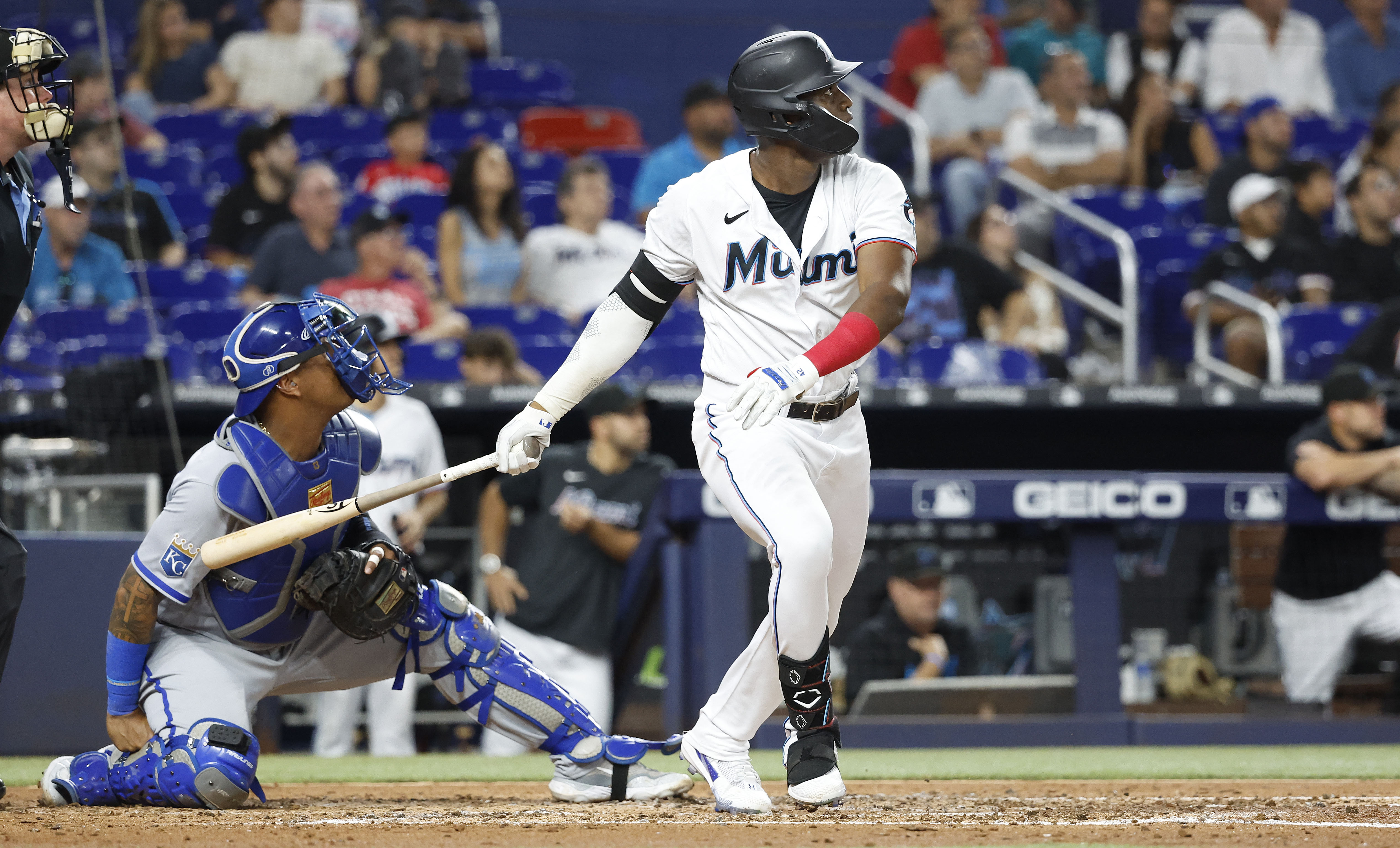 Jesus Luzardo dominates as Miami Marlins beat Royals. Arraez's batting  average tops .400, National Sports