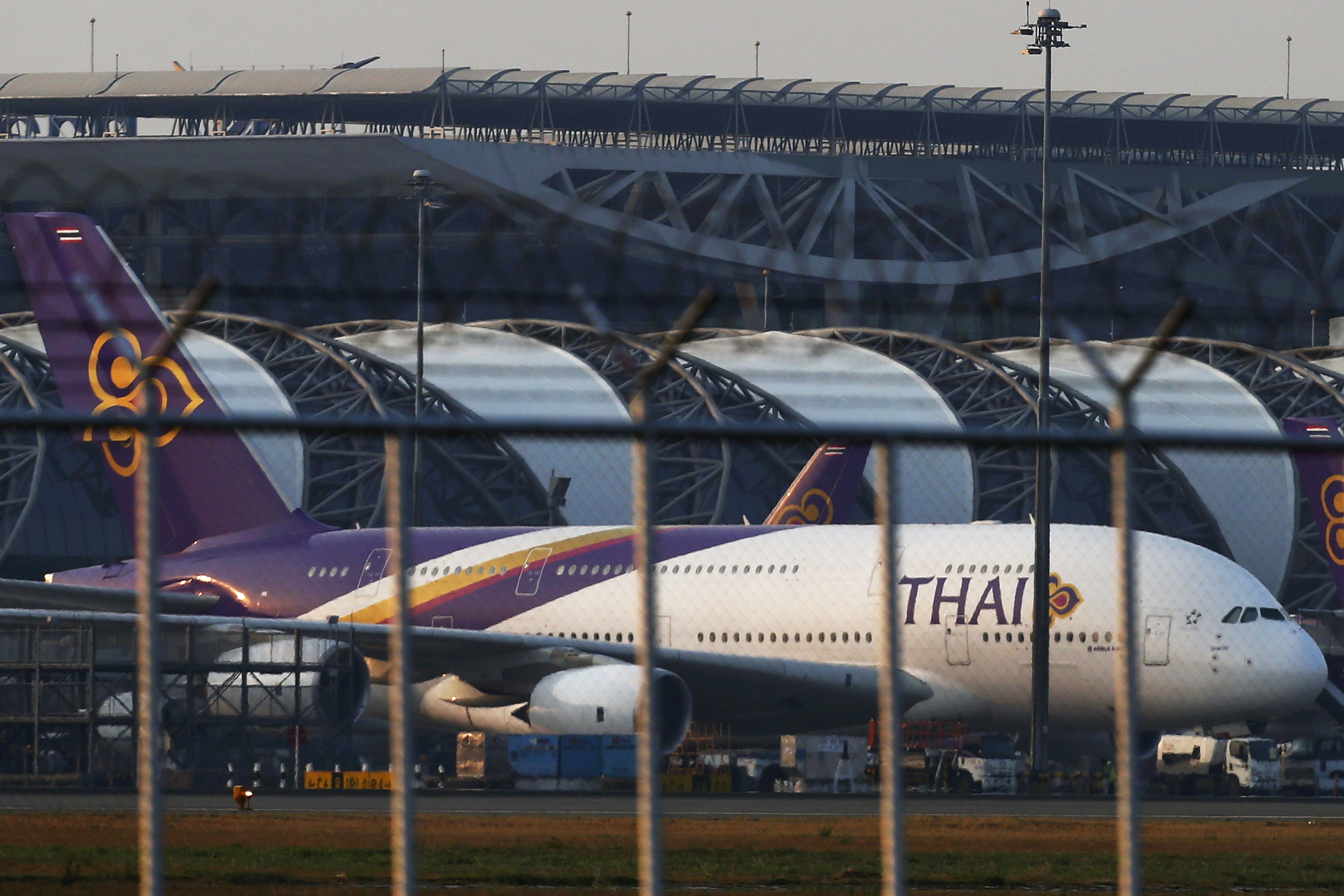 Thai Airways planes are seen at Bangkok's Suvarnabhumi Airport