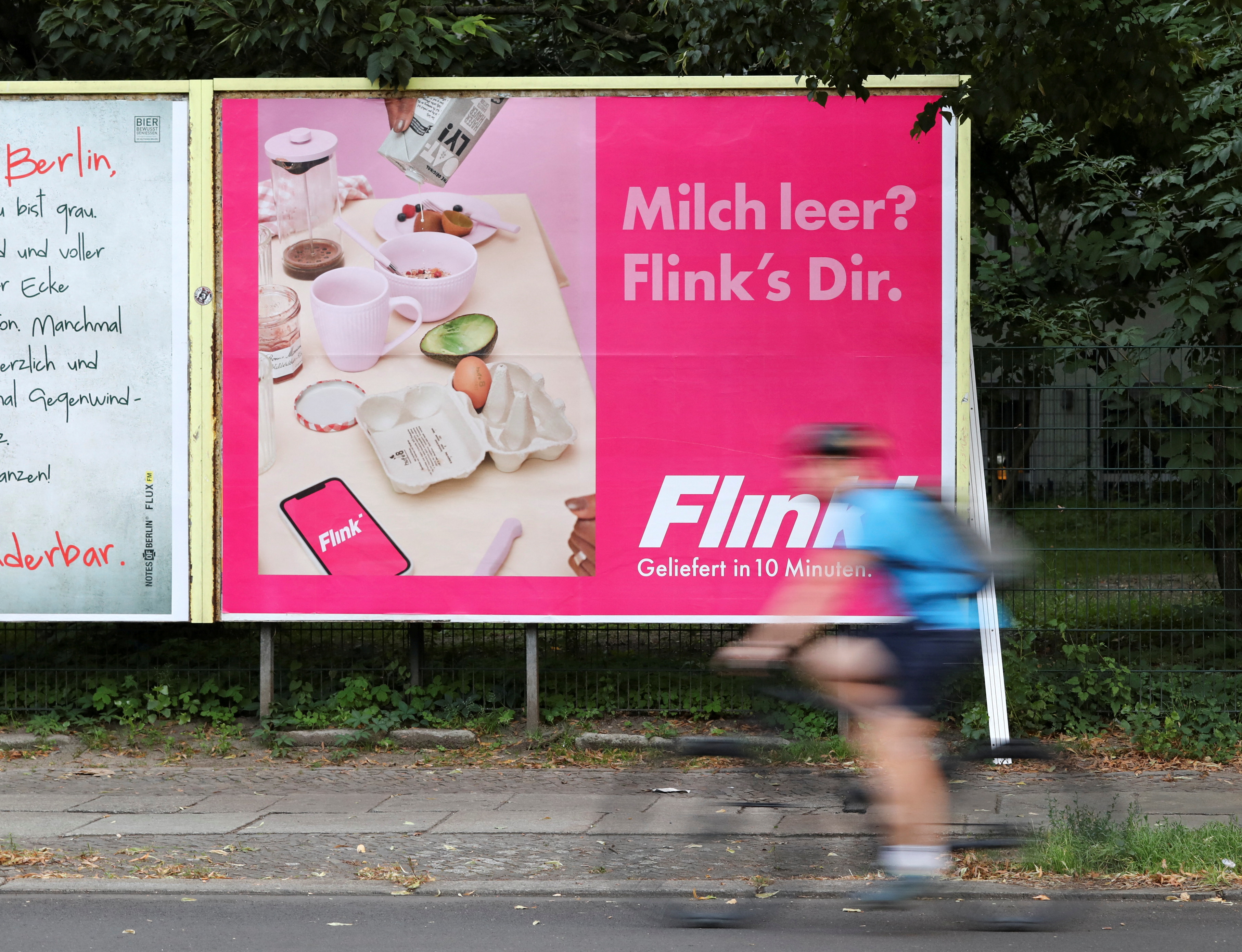 Advertisements promoting delivery services in Berlin