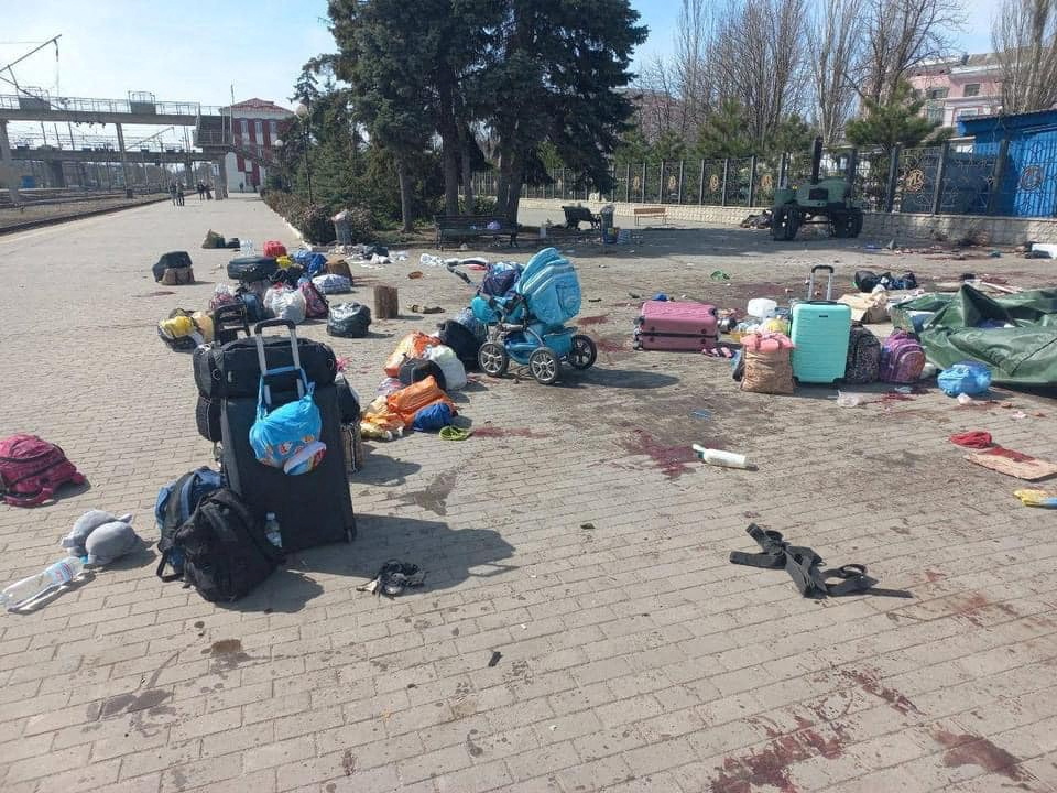 Aftermath of missile strike on railway station in Kramatorsk