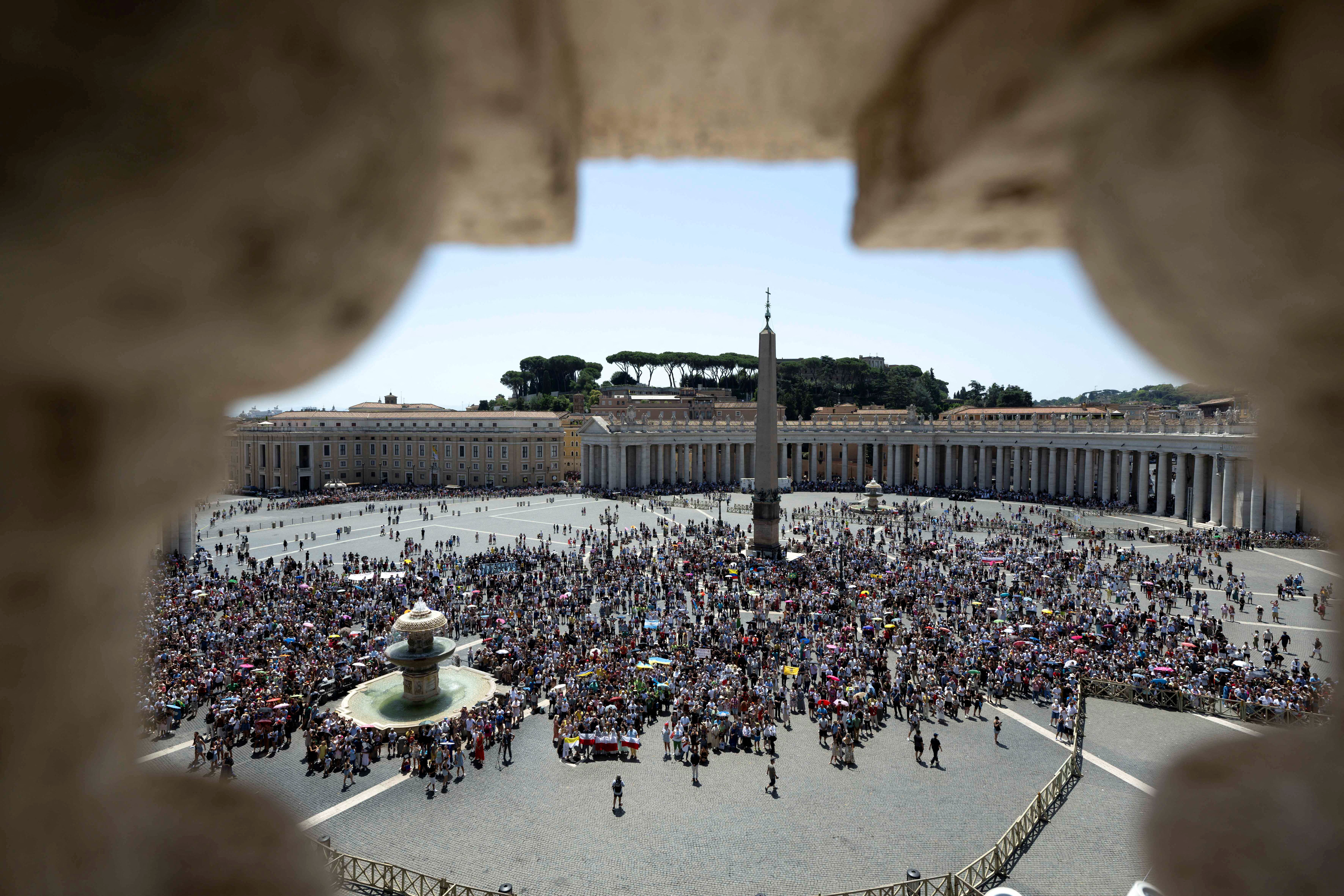 Pope Francis leads the Angelus prayer at the Vatican