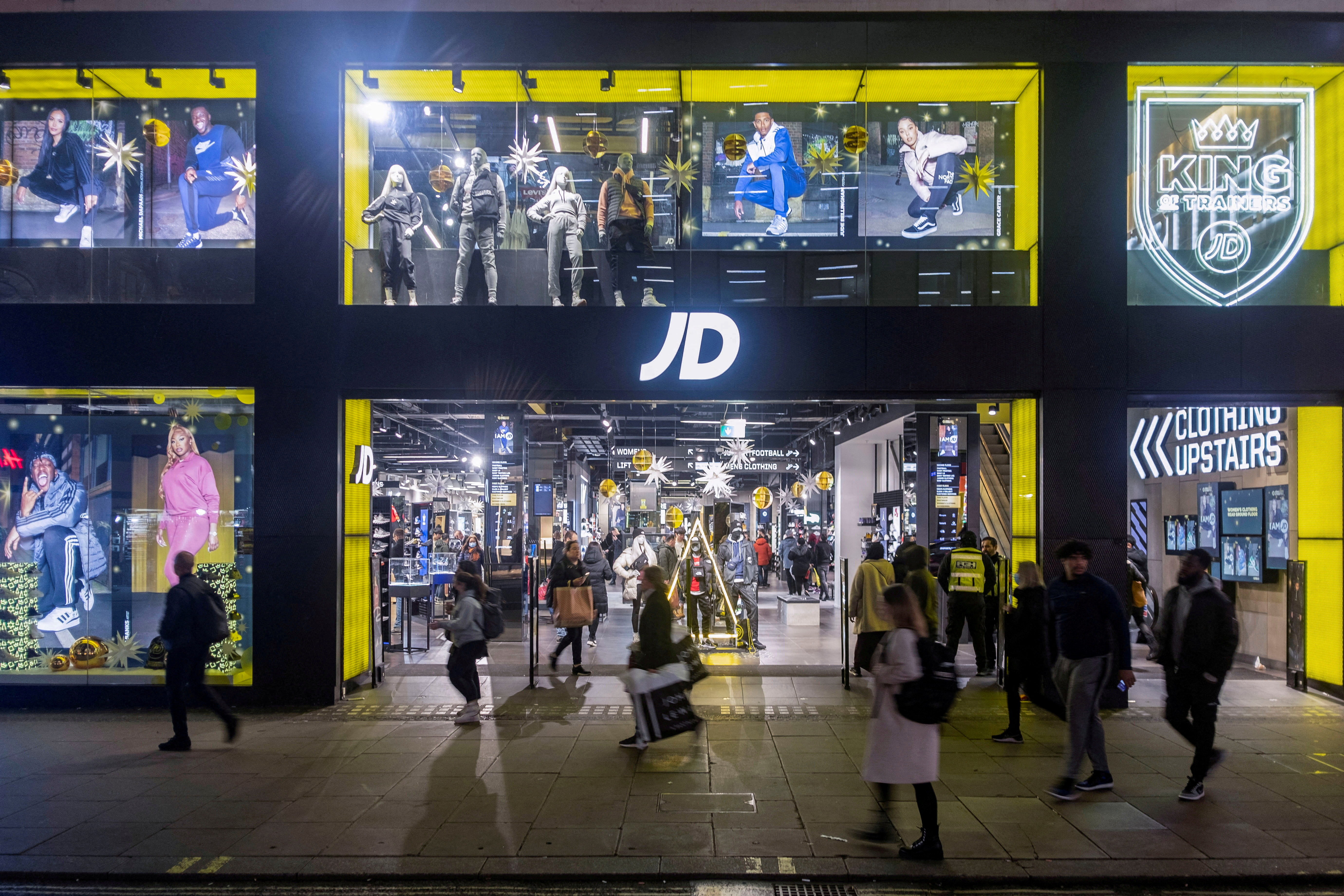 FILE PHOTO: Exterior view of a JD Sports store in London