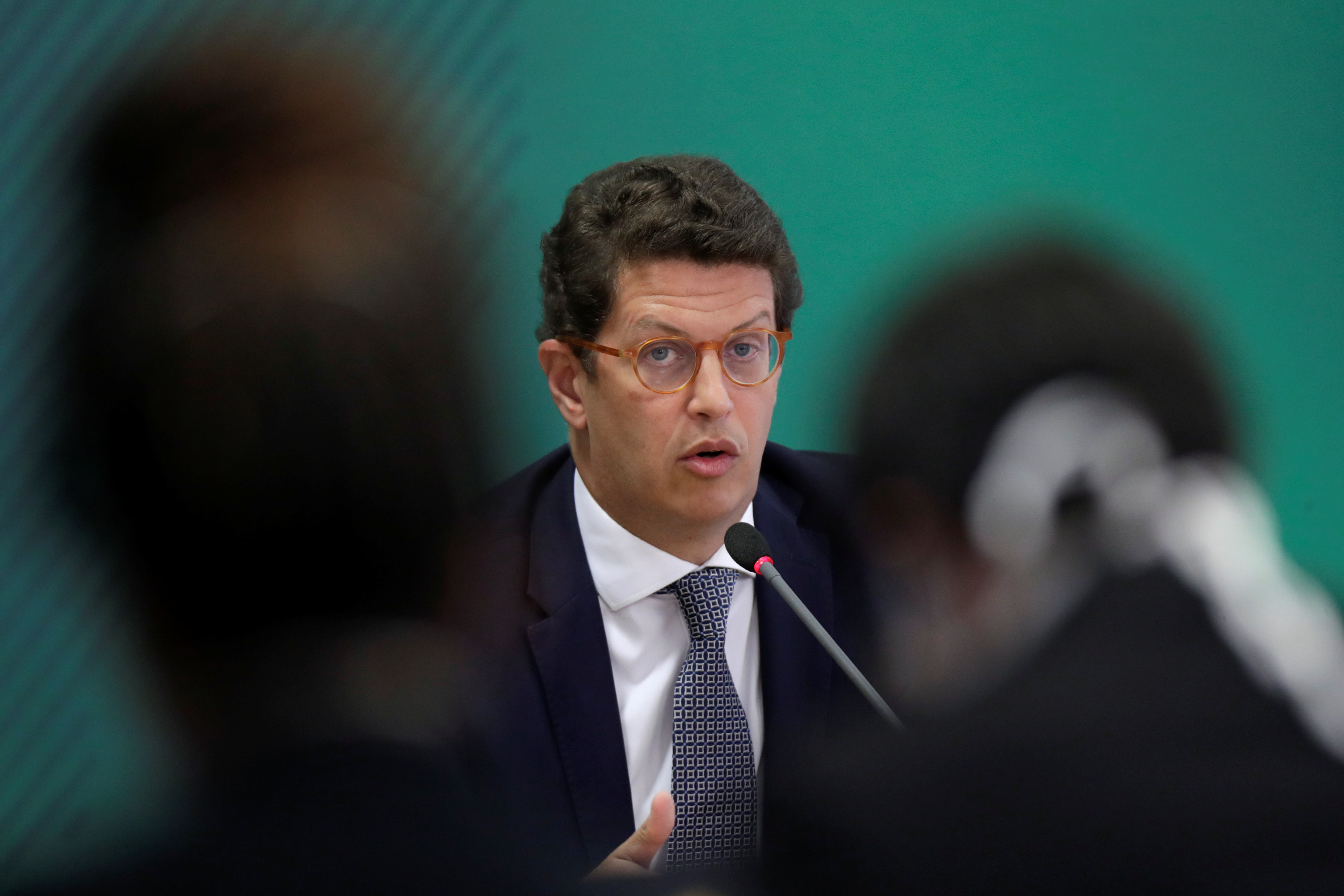 Brazil's Environment Minister Salles attends news conference after climate summit in Brasilia