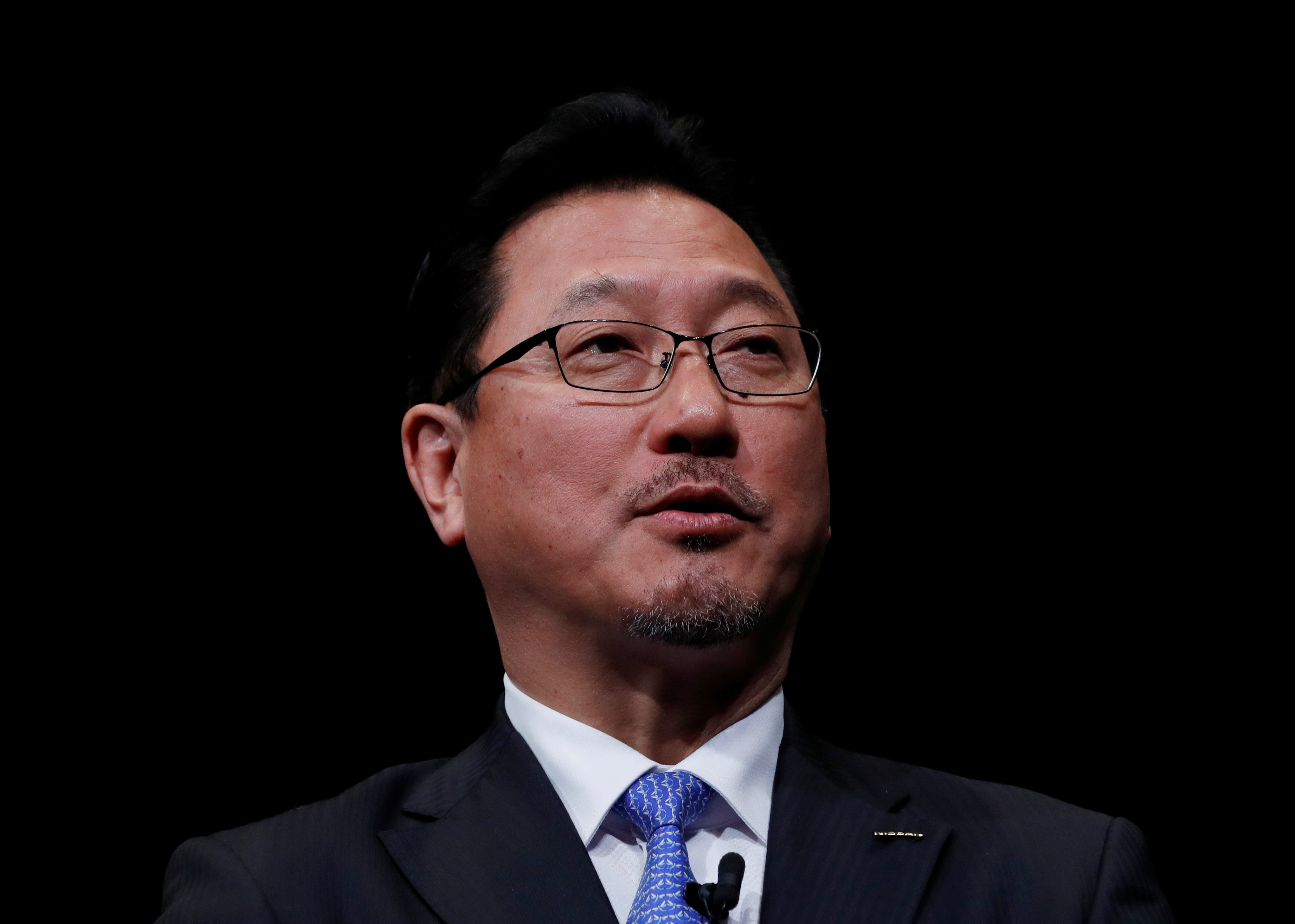 Nissan Motor executive officer and vice-COO Jun Seki  speaks during a news conference at Nissan Motor headquarters in Yokohama