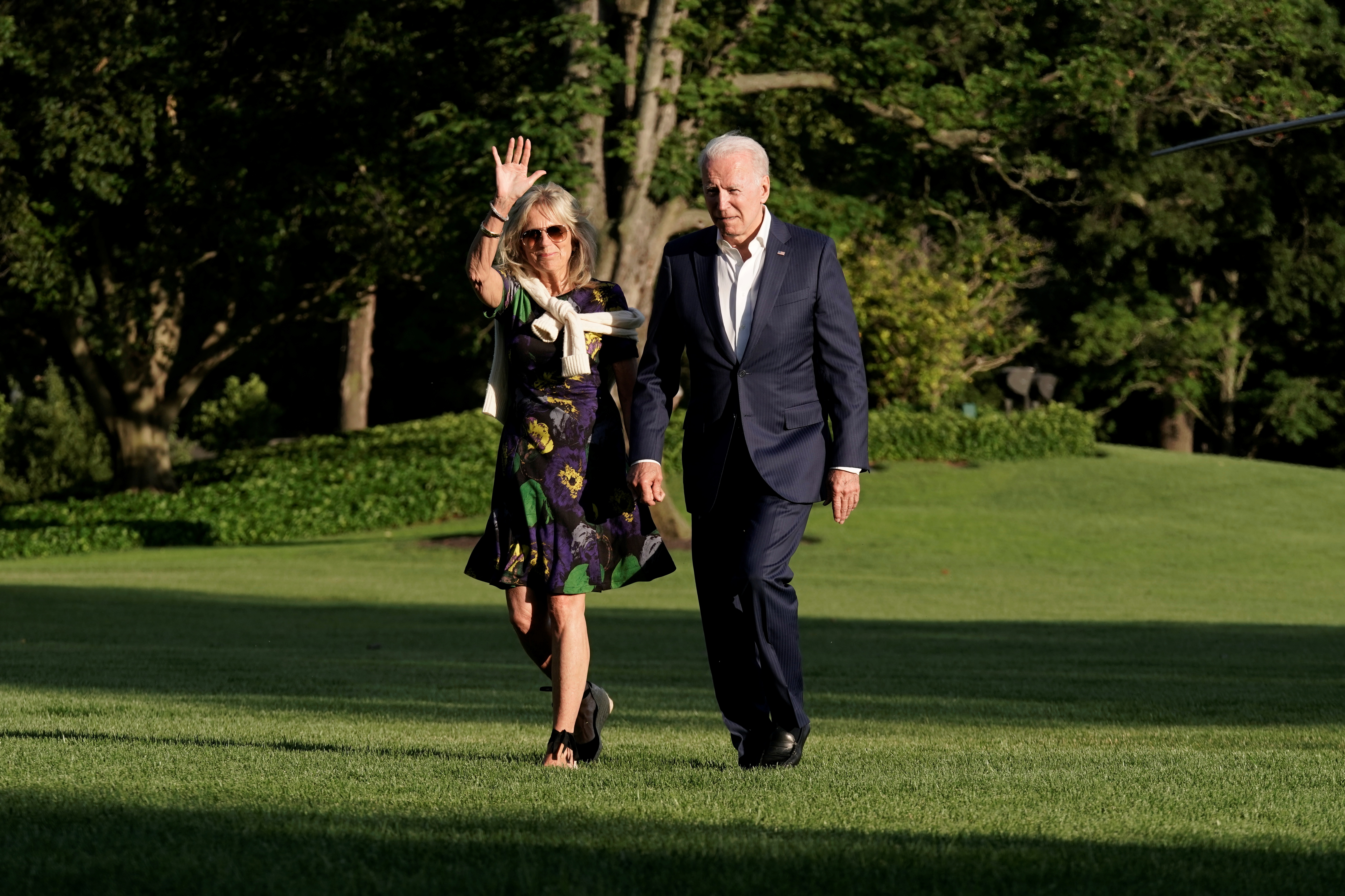 U.S. President Joe Biden and First Lady Jill Biden arrive at the White House