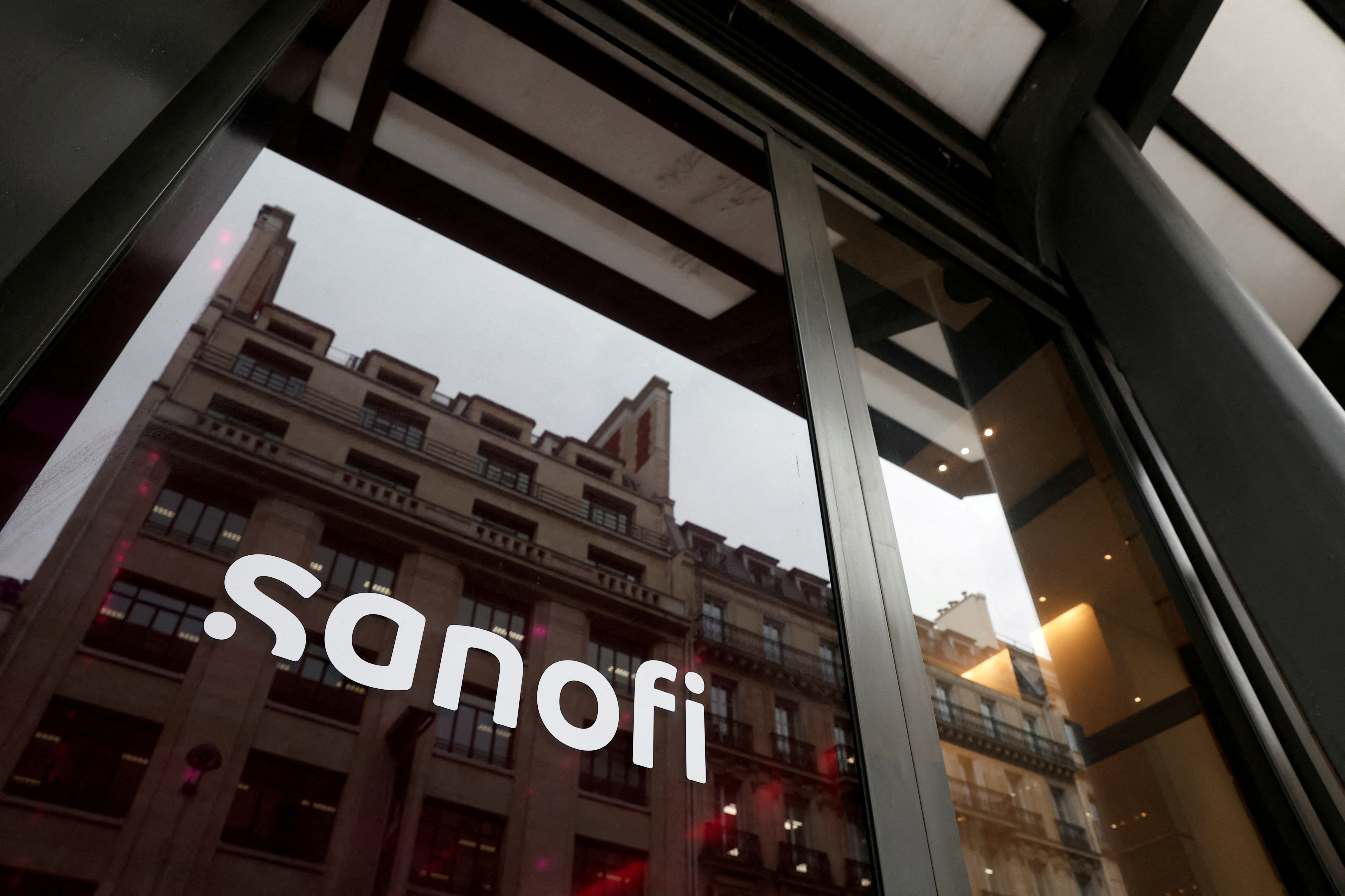Sanofi logo at the company's headquarters