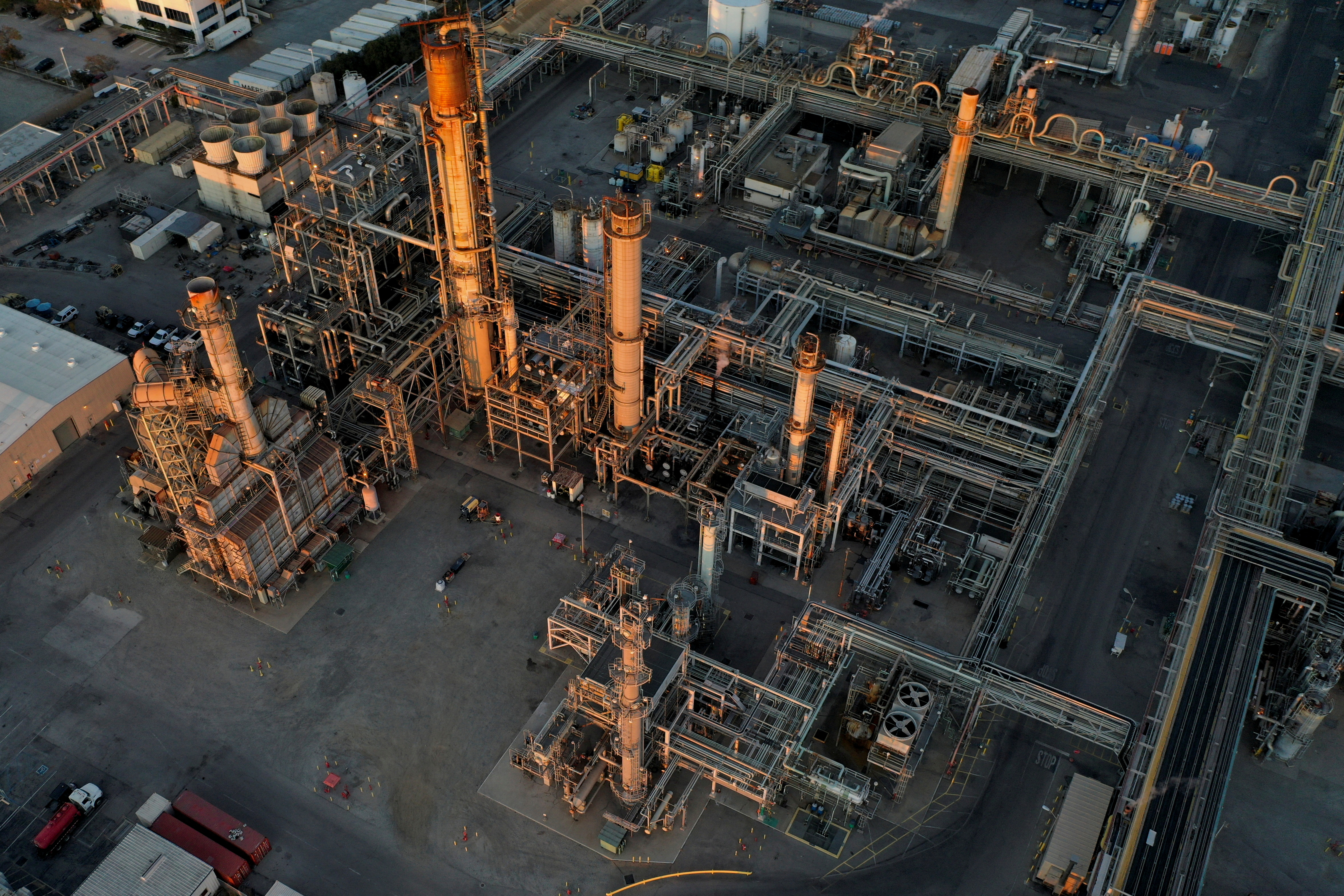 Aerial view of Phillips 66 Company's Los Angeles Refinery in Carson, California