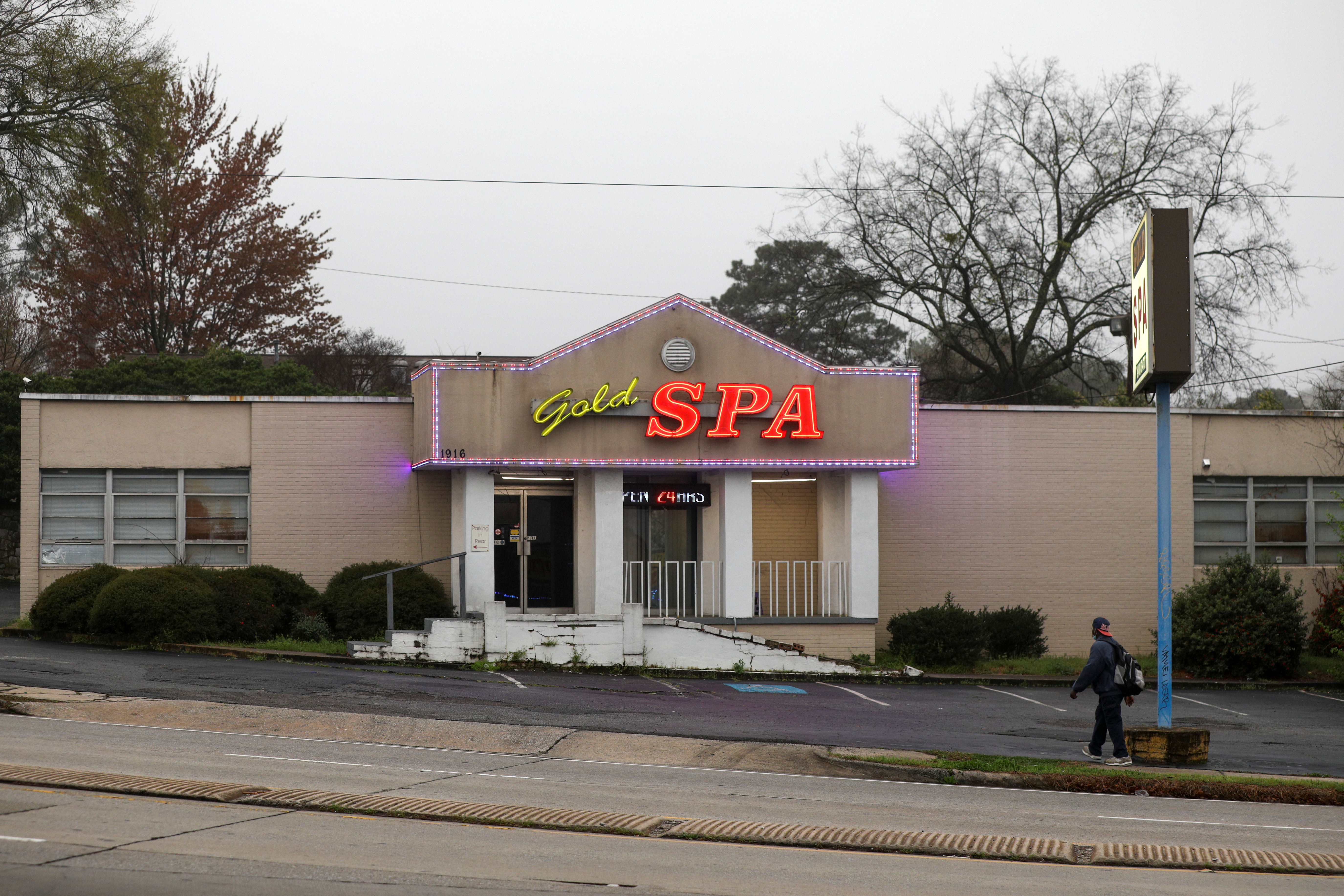 A view of the Gold Spa after deadly shootings at three day spas, in Atlanta