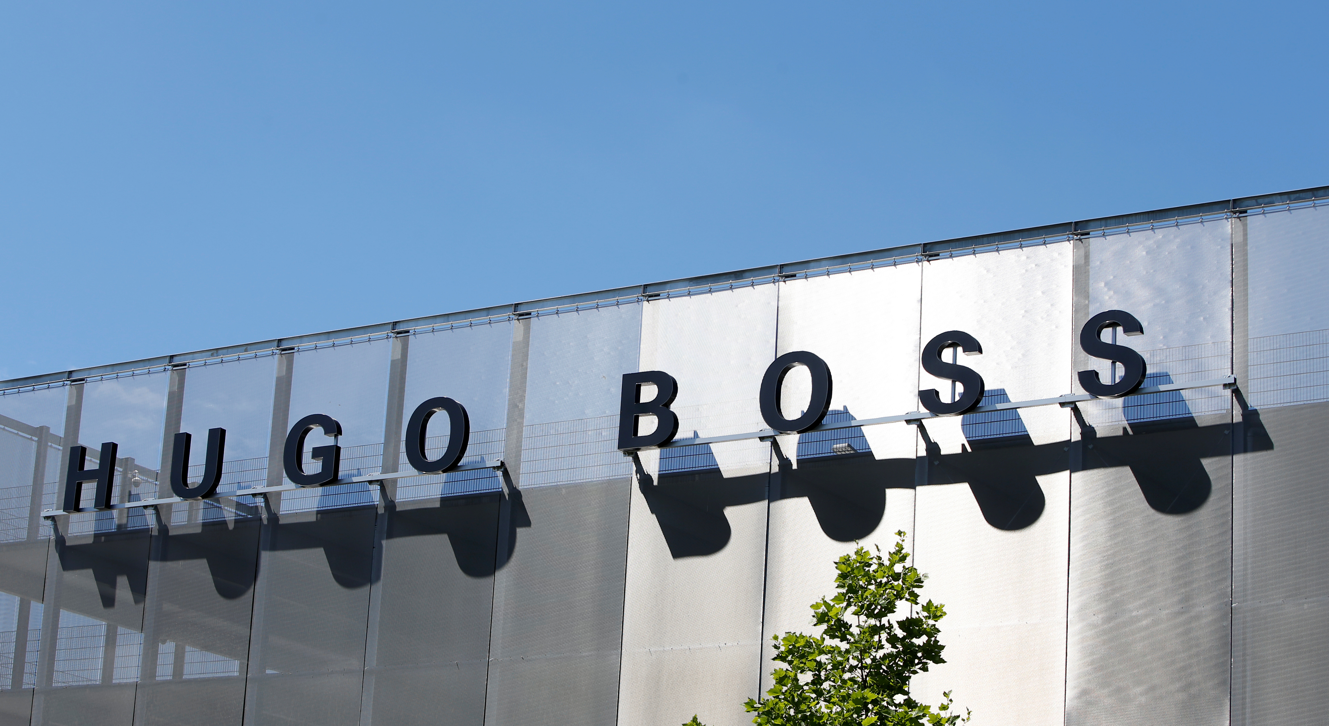 The Hugo Boss logo is seen in Metzingen
