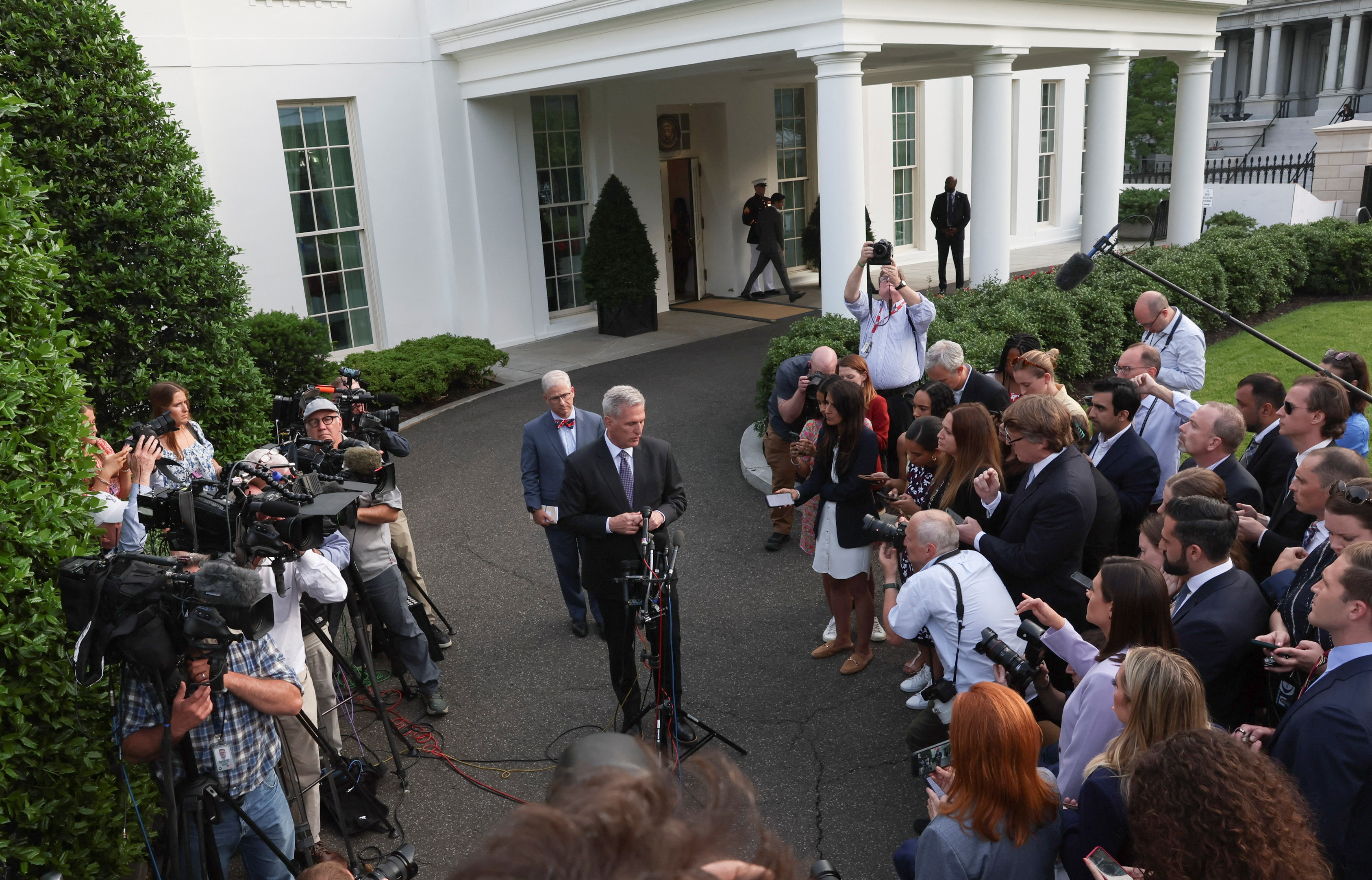 U.S. President Joe Biden holds debt limit talks with House Speaker Kevin McCarthy at the White House in Washington