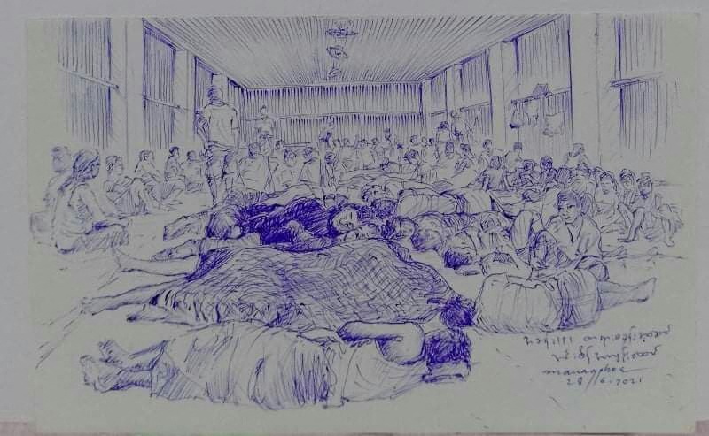 Smuggled sketches show inside of Myanmar's Insein prison