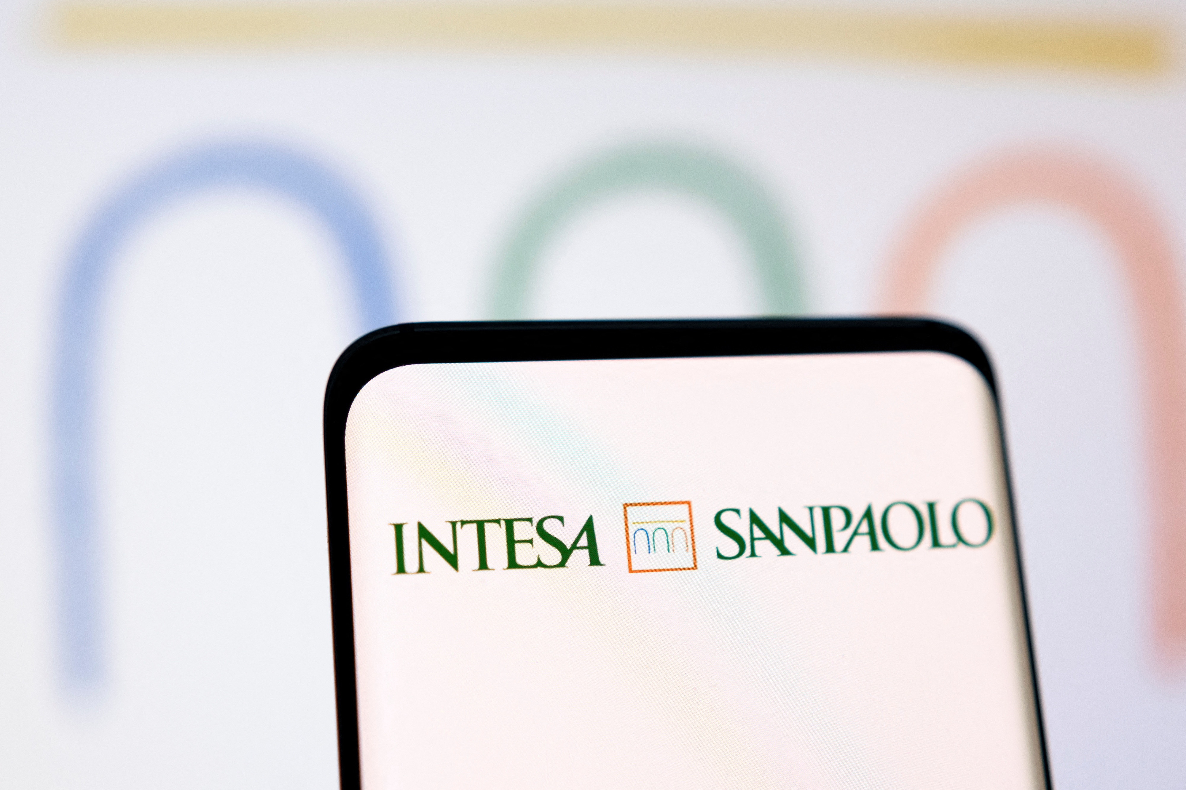 Illustration shows Intesa Sanpaolo bank logo