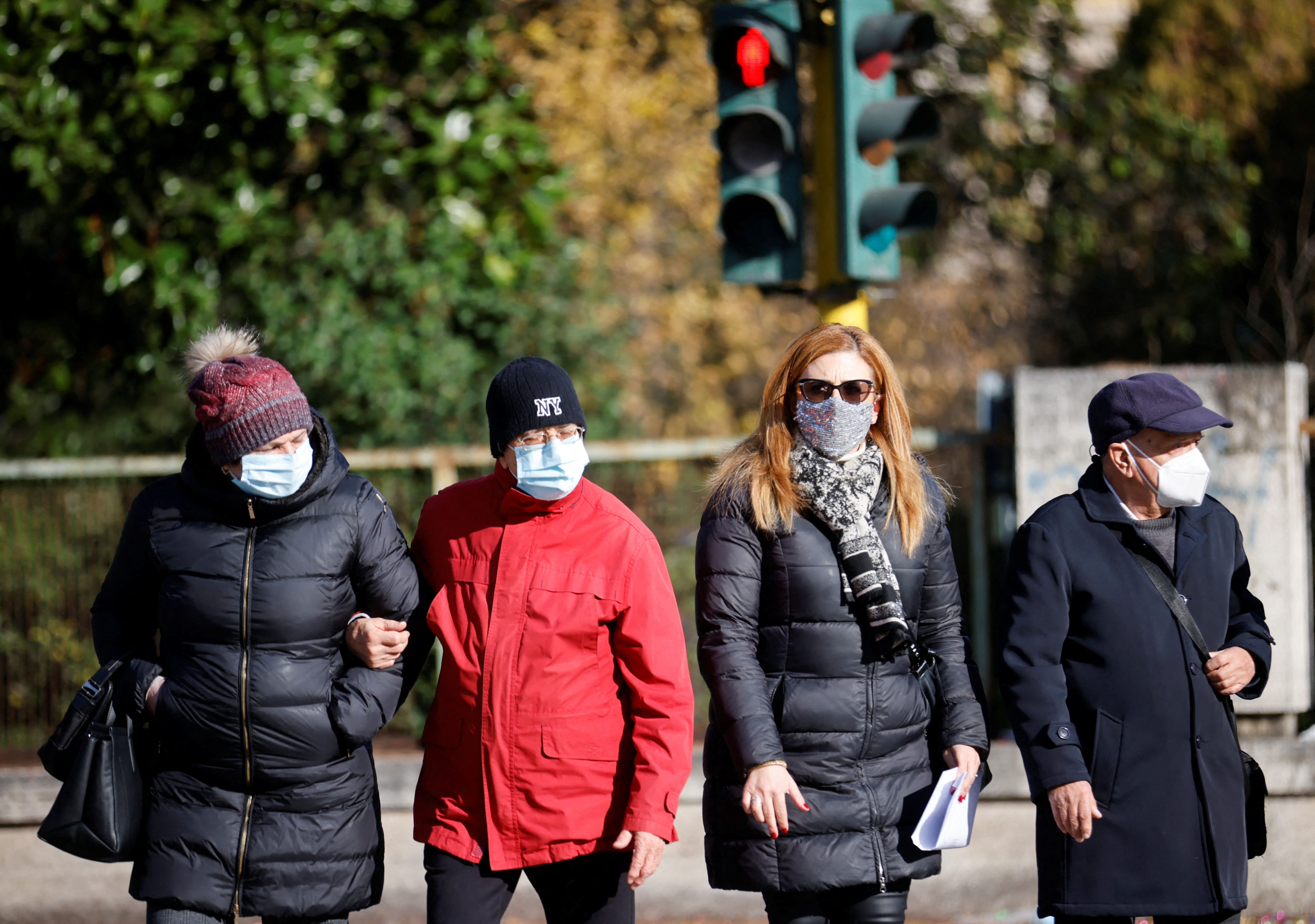 Region of Lazio makes face masks mandatory outdoors as COVID-19 cases rise and Christmas nears, in Rome