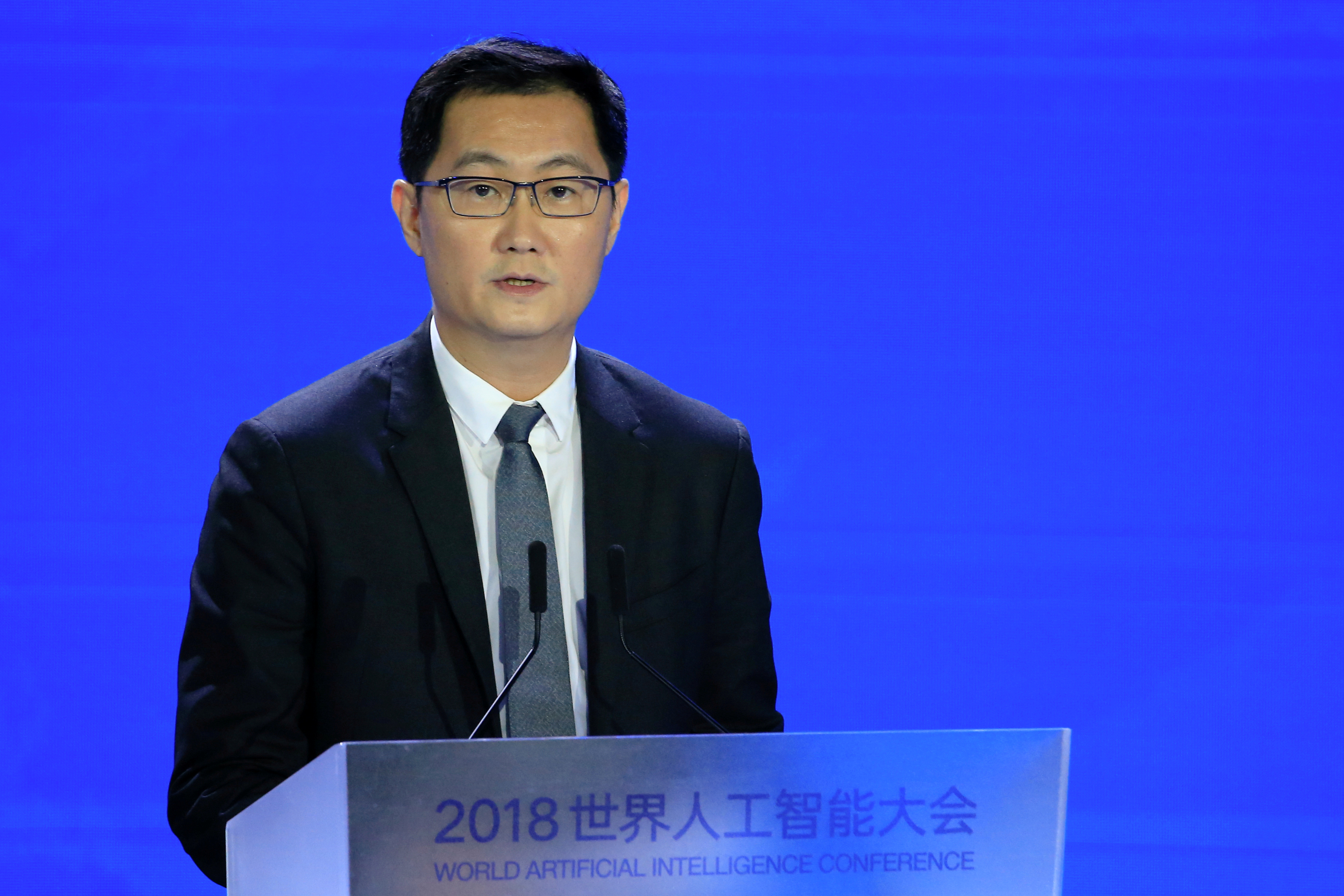 Tencent Chairman and CEO Pony Ma Huateng attends the WAIC in Shanghai