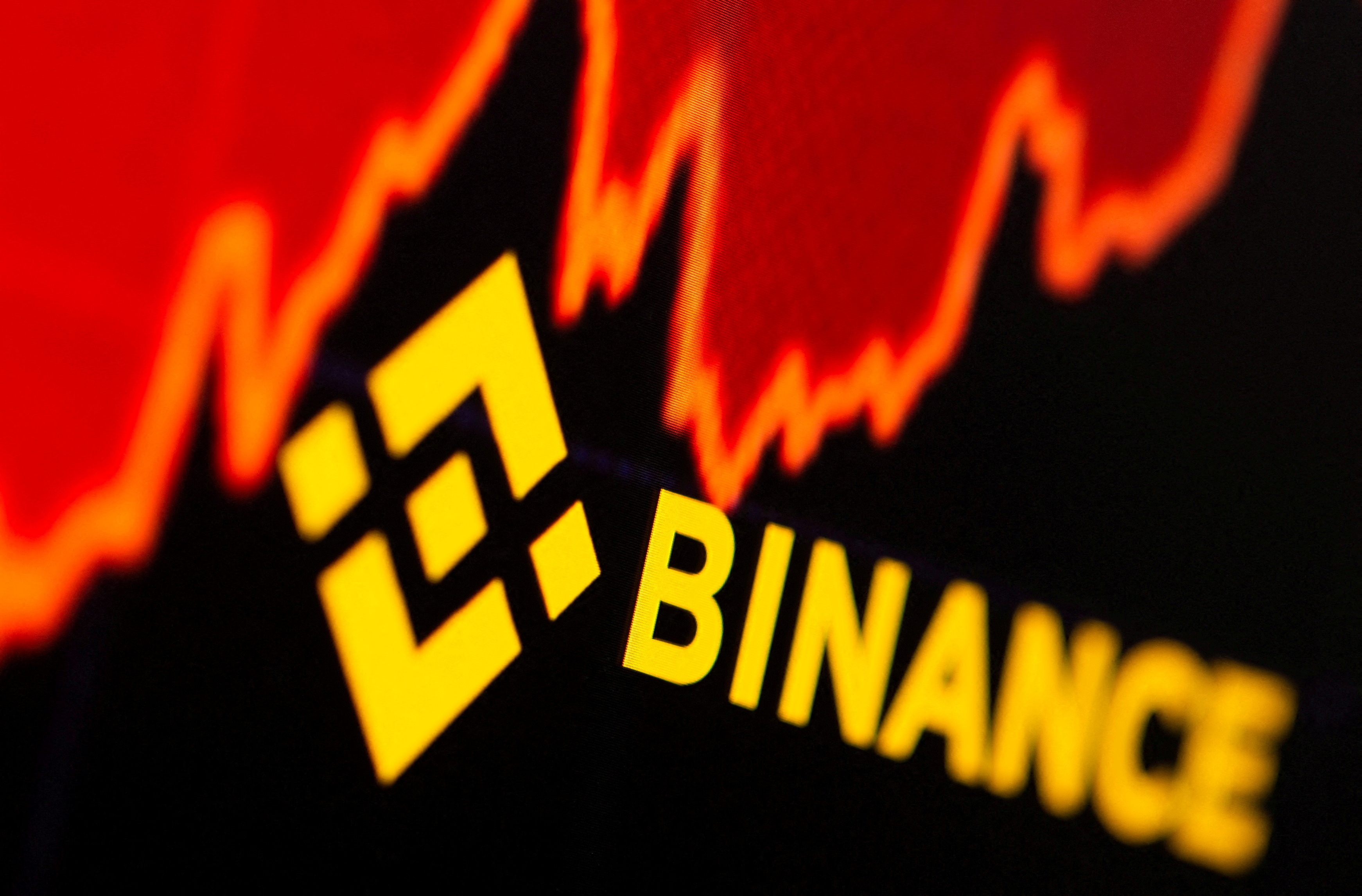 Binance logo and stock graph are displayed in this illustration taken