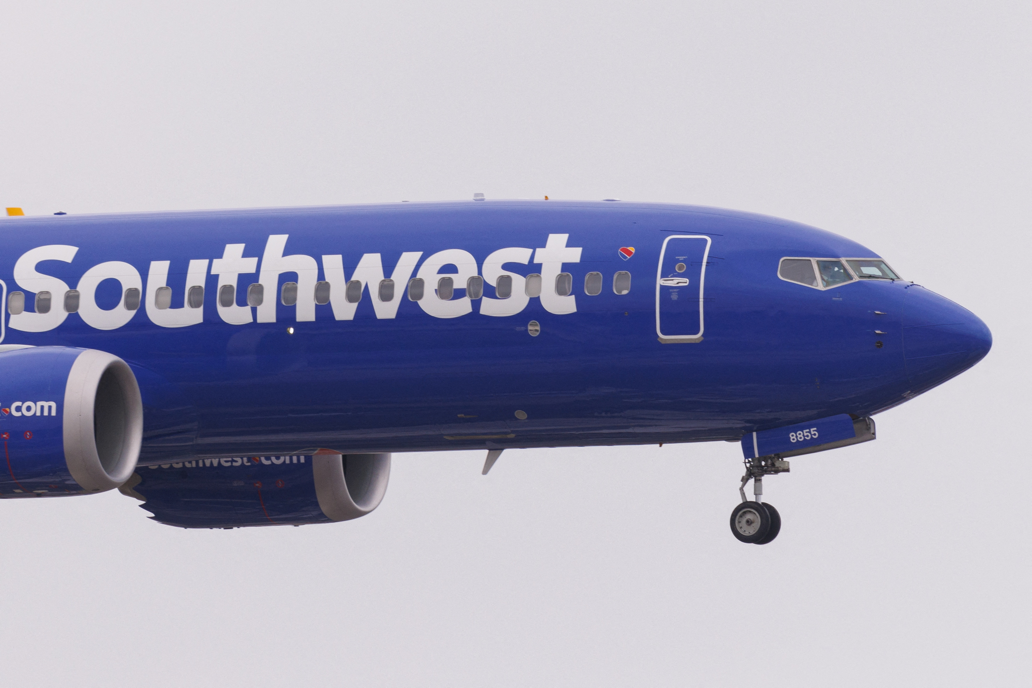 Southwest airline pilots approach to land at San Diego International airport