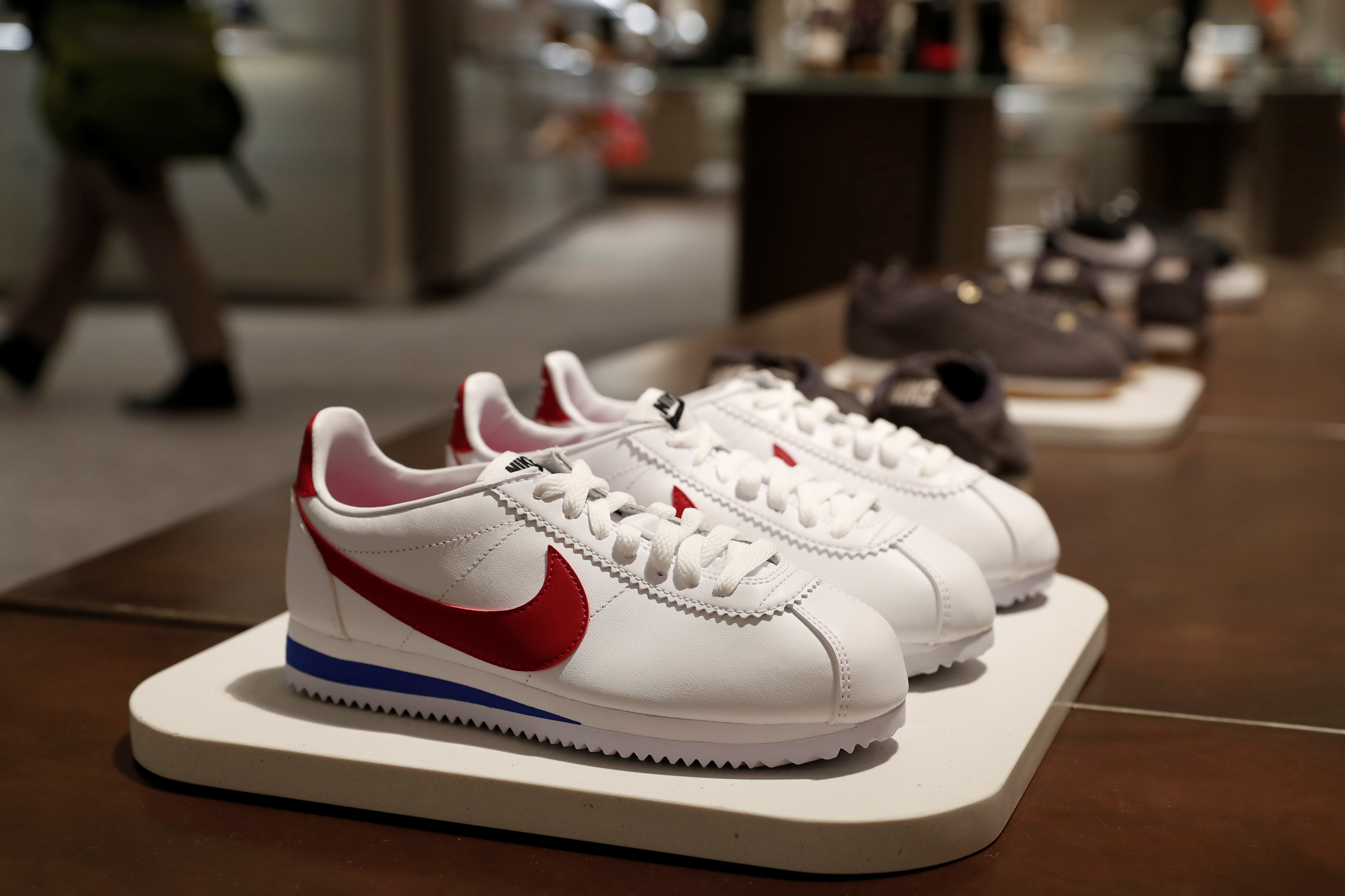 Nike shoes are seen on display at the Nordstrom flagship store during a media preview in New York