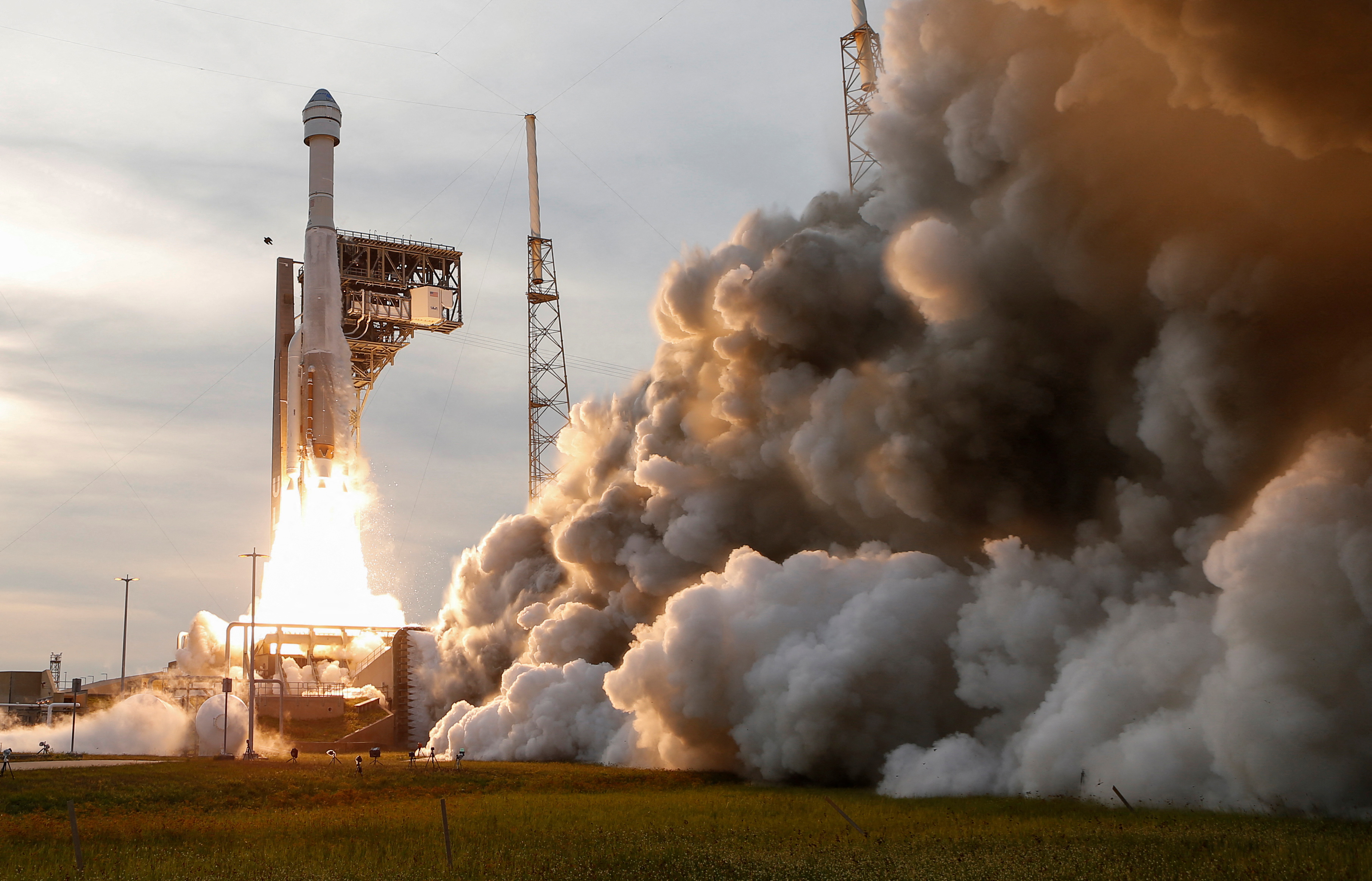 Boeing's CST-100 Starliner capsule launches aboard a United Launch Alliance Atlas 5 rocket on a second un-crewed test flight to the International Space Station, at Cape Canaveral