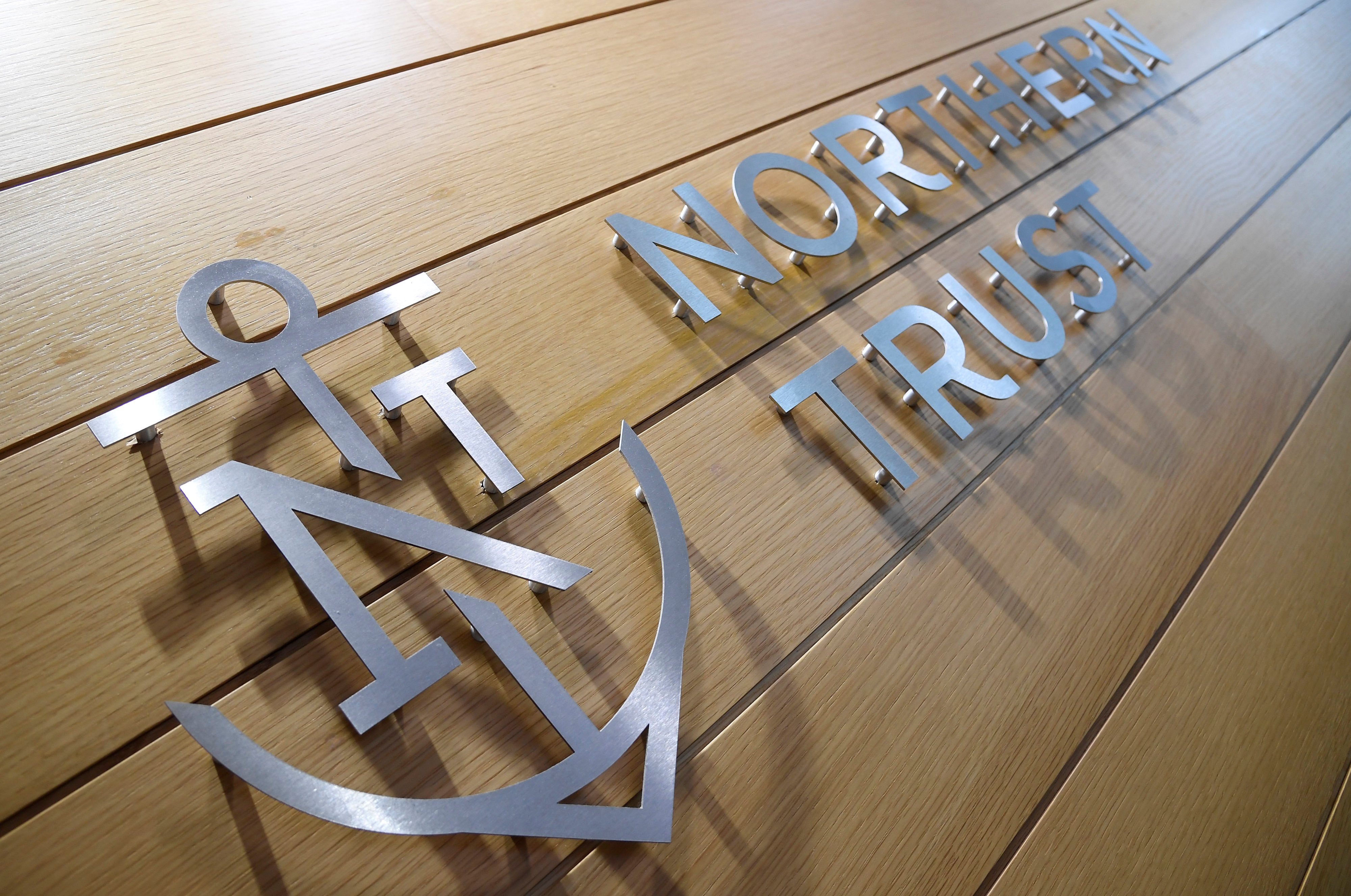 A company logo is seen at Northern Trust offices in London