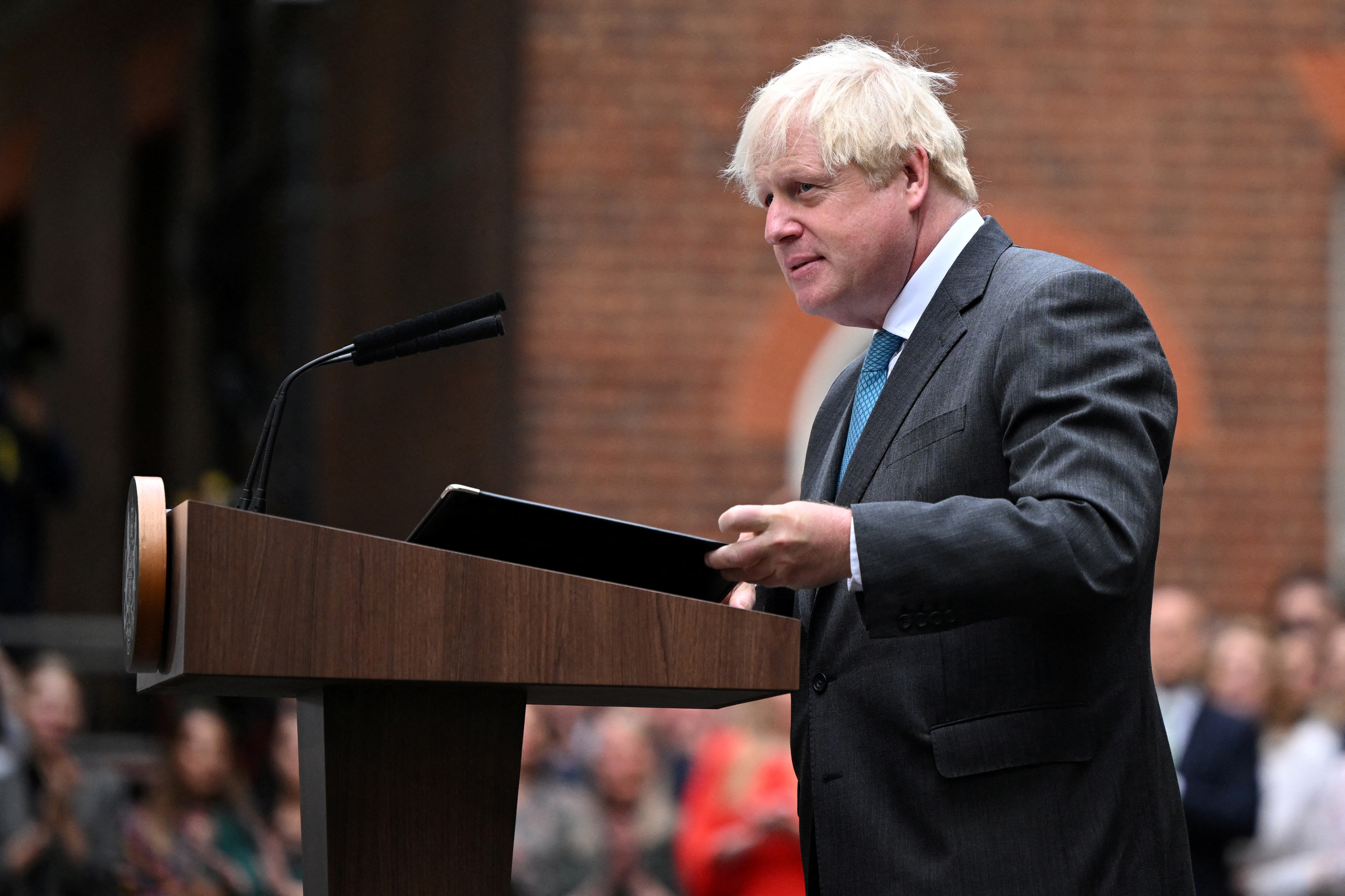 Outgoing British Prime Minister Boris Johnson's last day in office